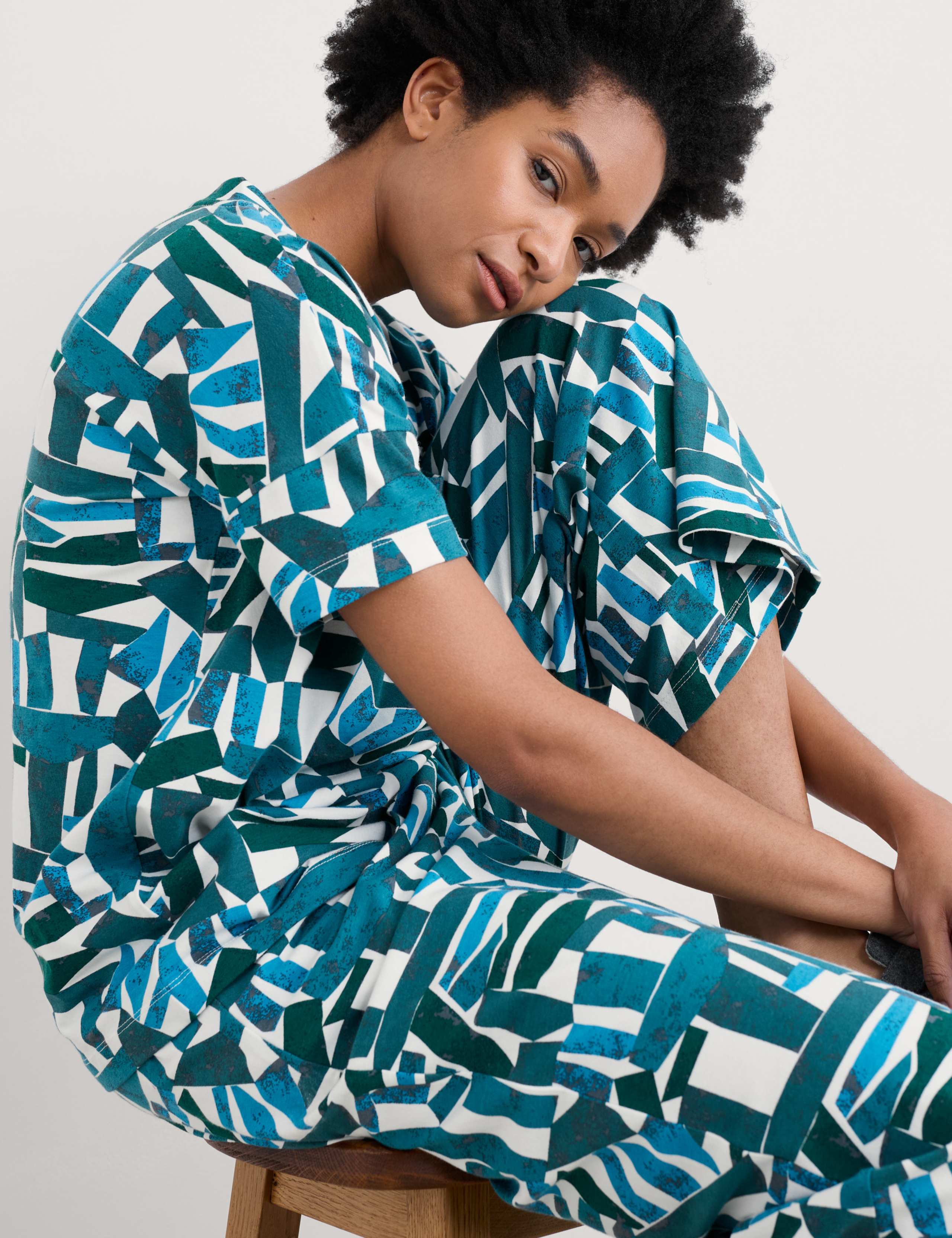 Cotton Rich Abstract Print Pyjama Set 4 of 4