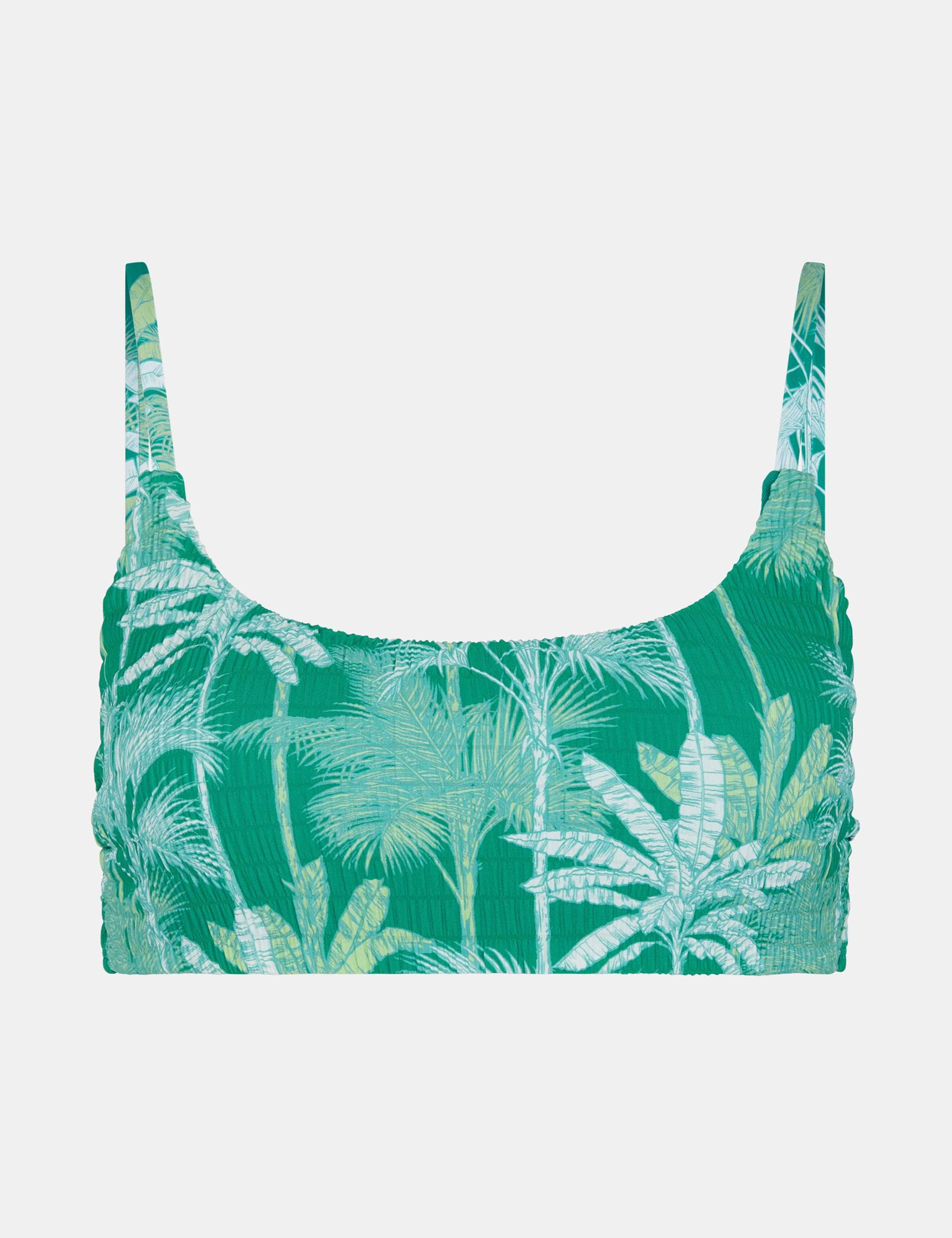 Palm Print Shirred Bikini Top 2 of 4