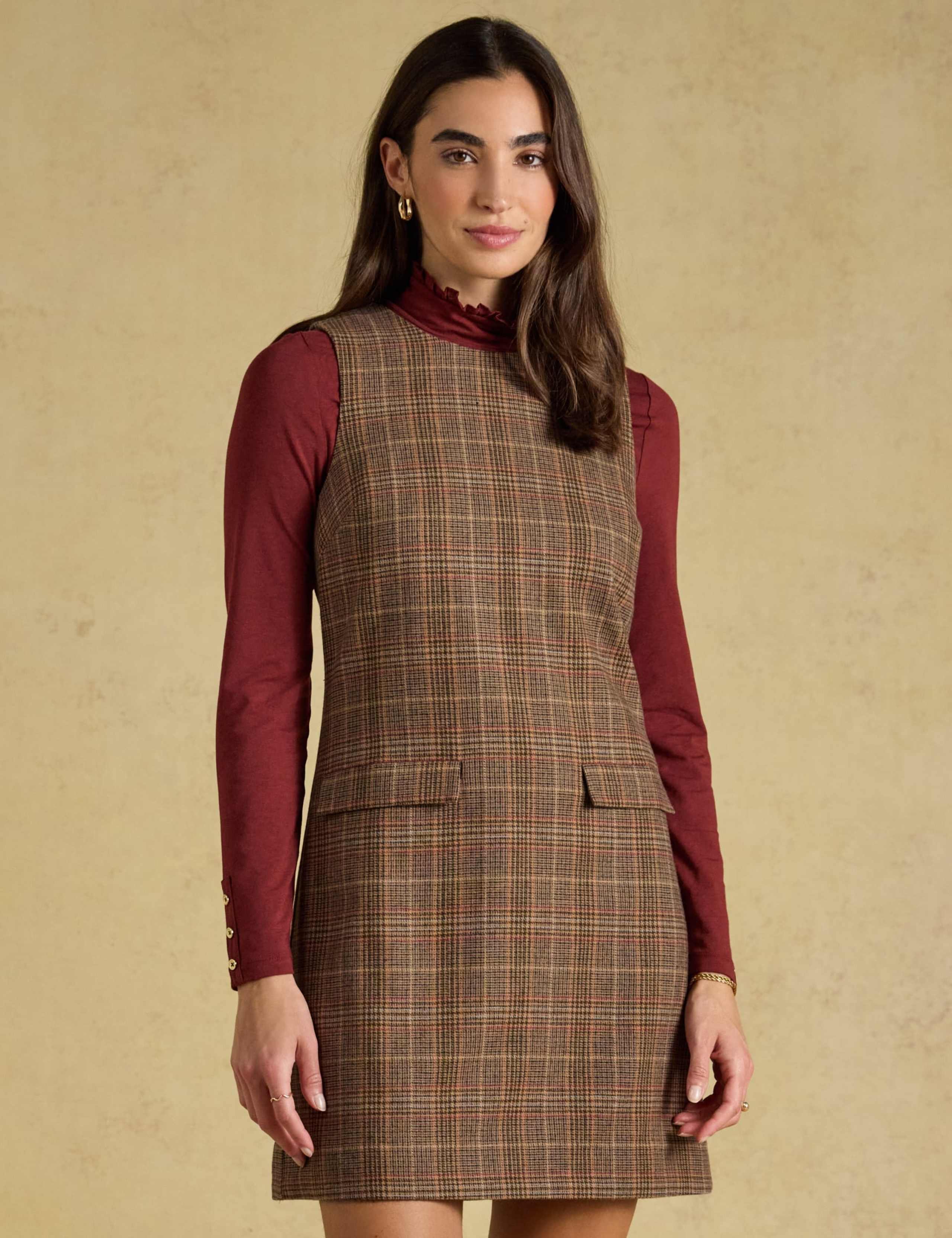 Wool Rich Checked Knee Length Shift Dress 1 of 8