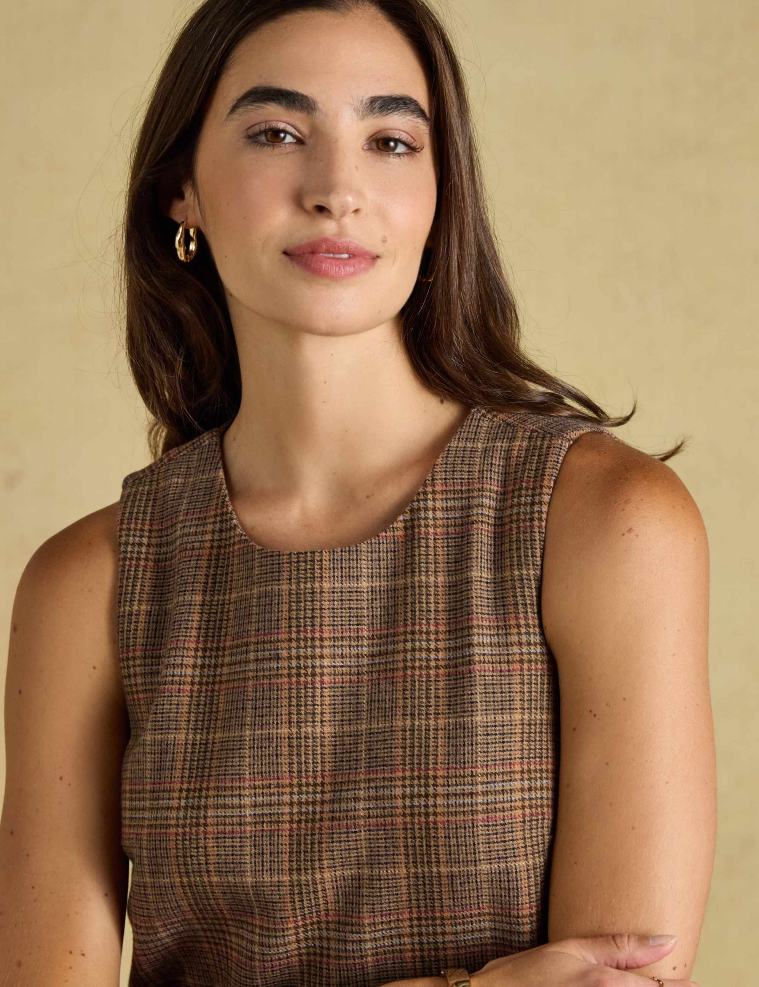 Wool Rich Checked Knee Length Shift Dress 4 of 8