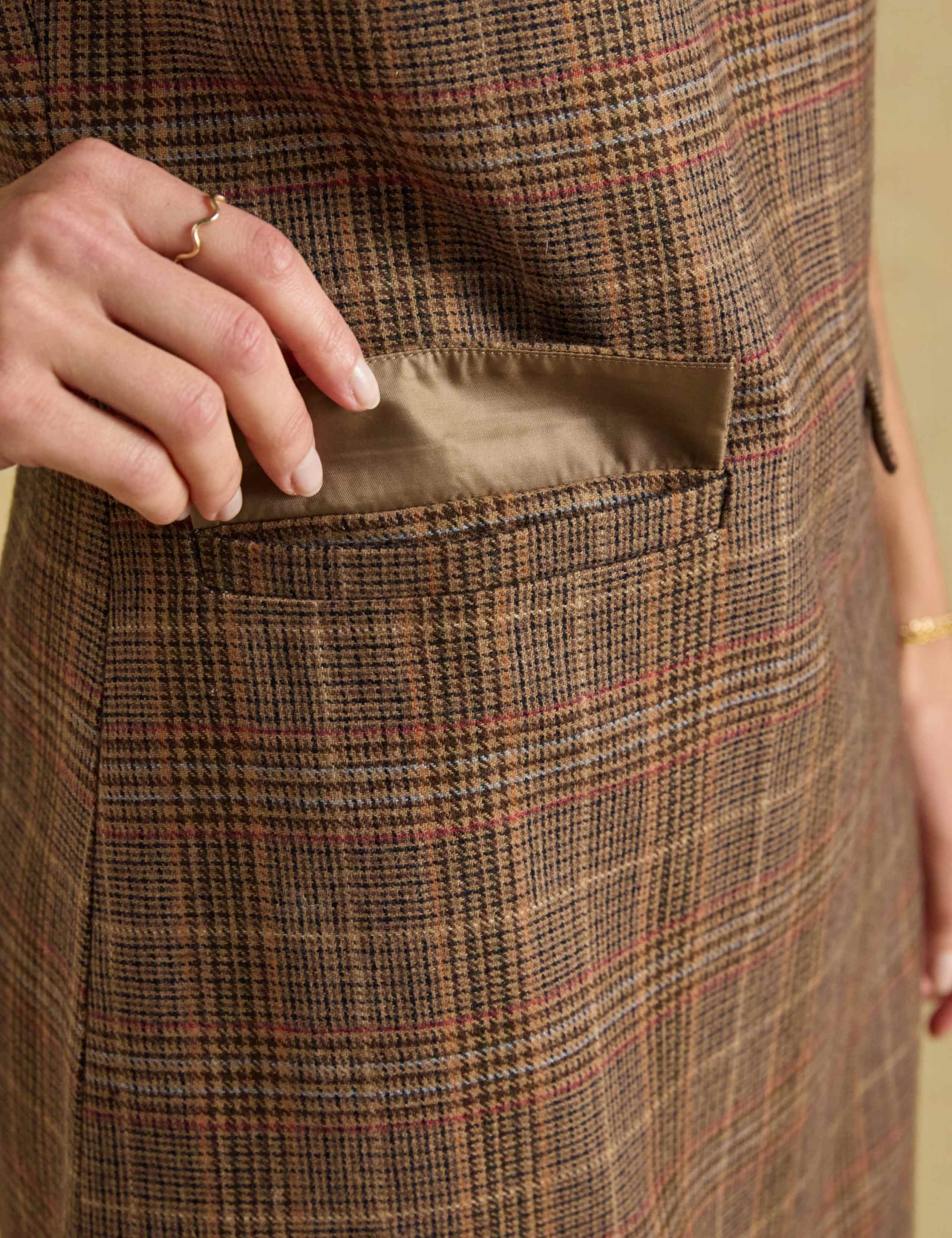 Wool Rich Checked Knee Length Shift Dress 7 of 8