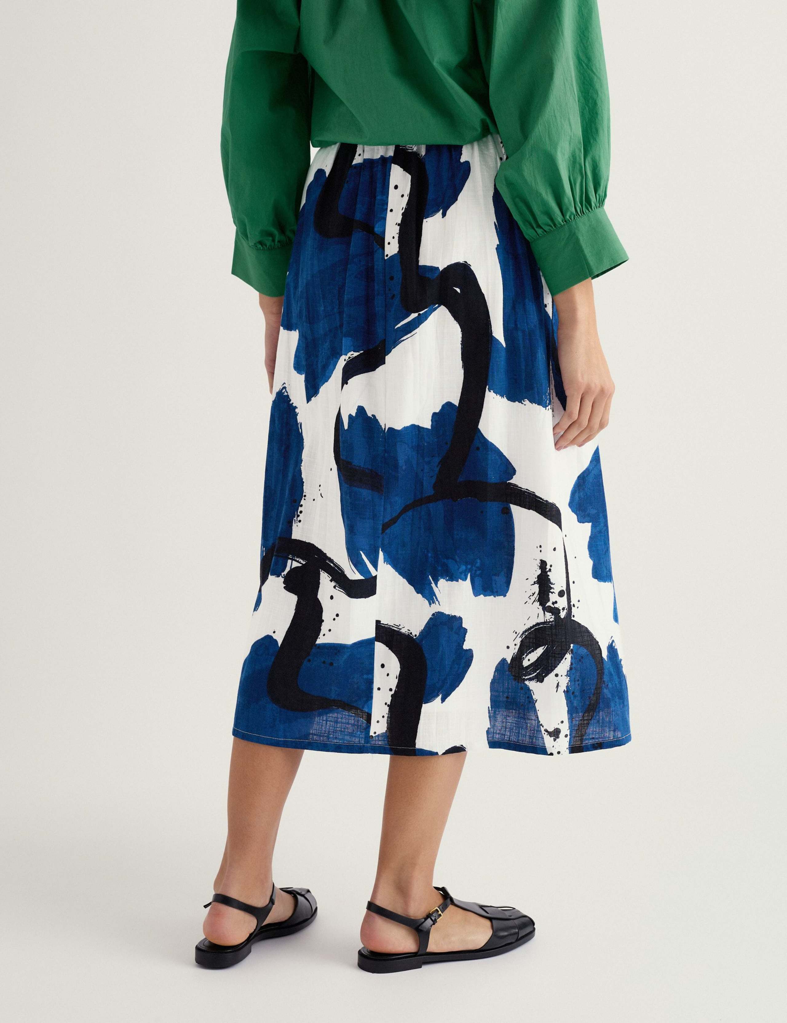 Pure Cotton Printed Midi A-Line Skirt 4 of 5