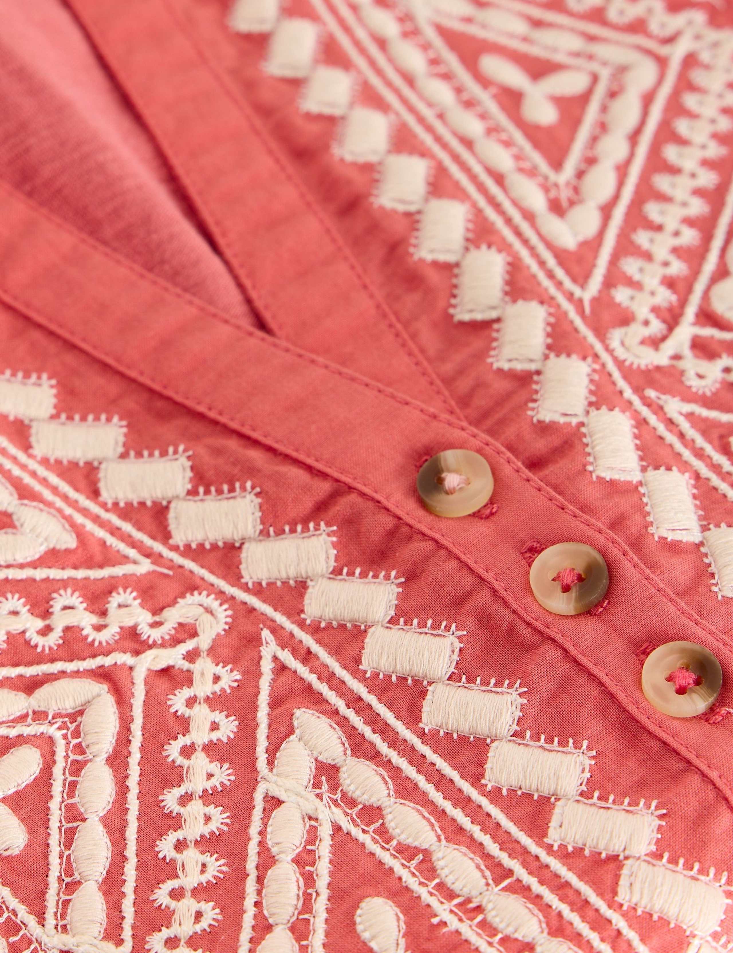 Pure Cotton Embroidery Tie Hem Top 5 of 6