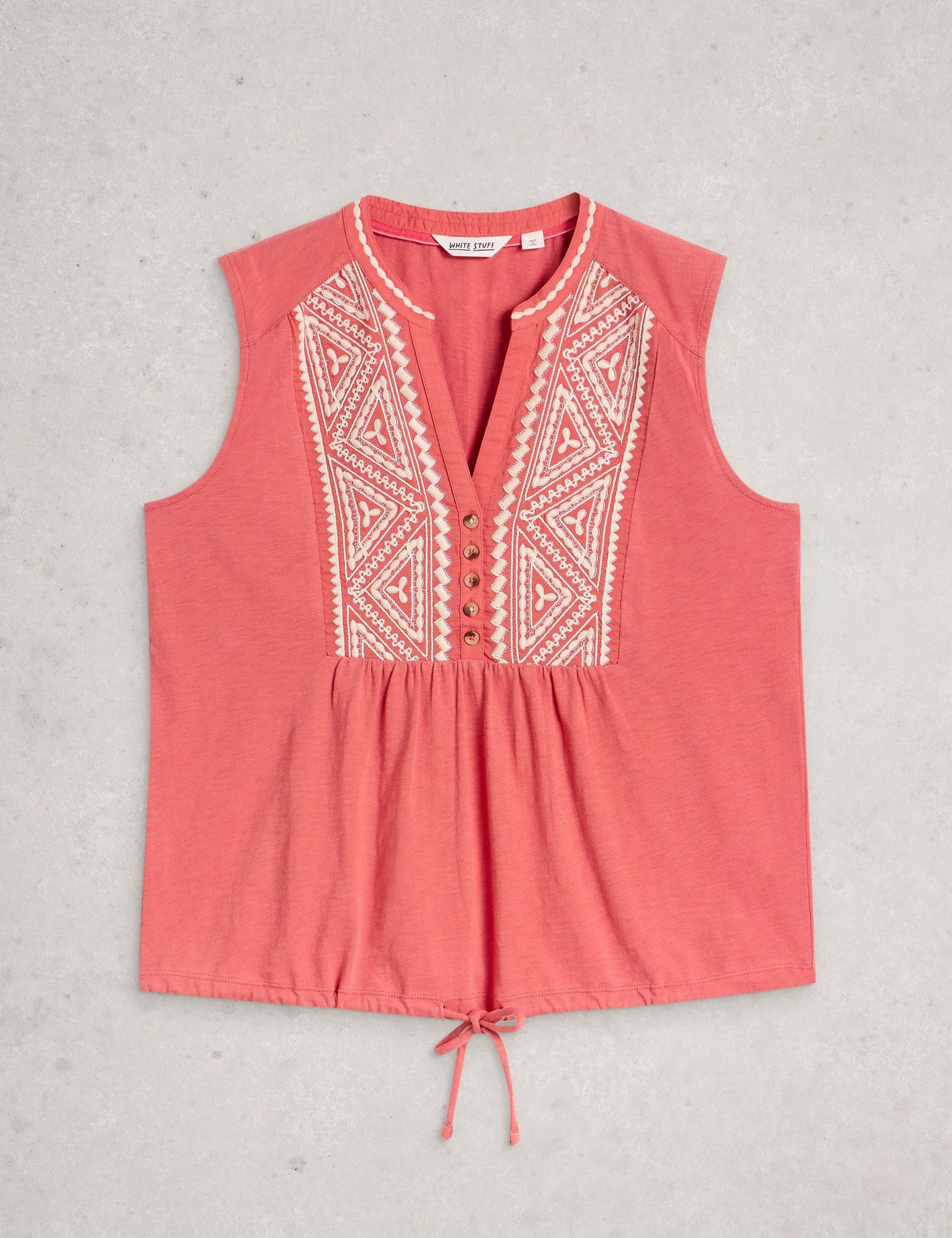 Pure Cotton Embroidery Tie Hem Top 2 of 6