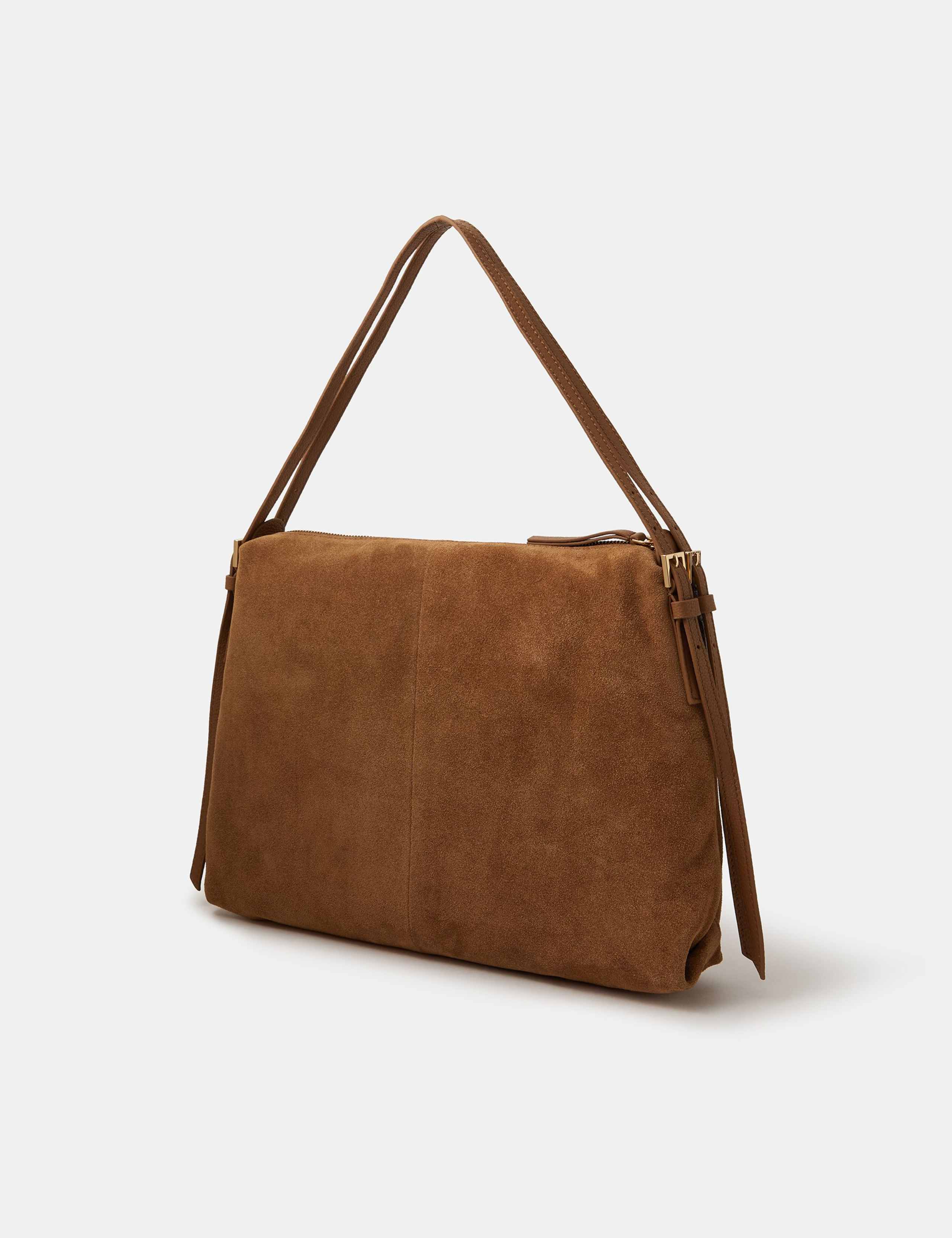Suede Double Strap Slouch Shoulder Bag 2 of 4