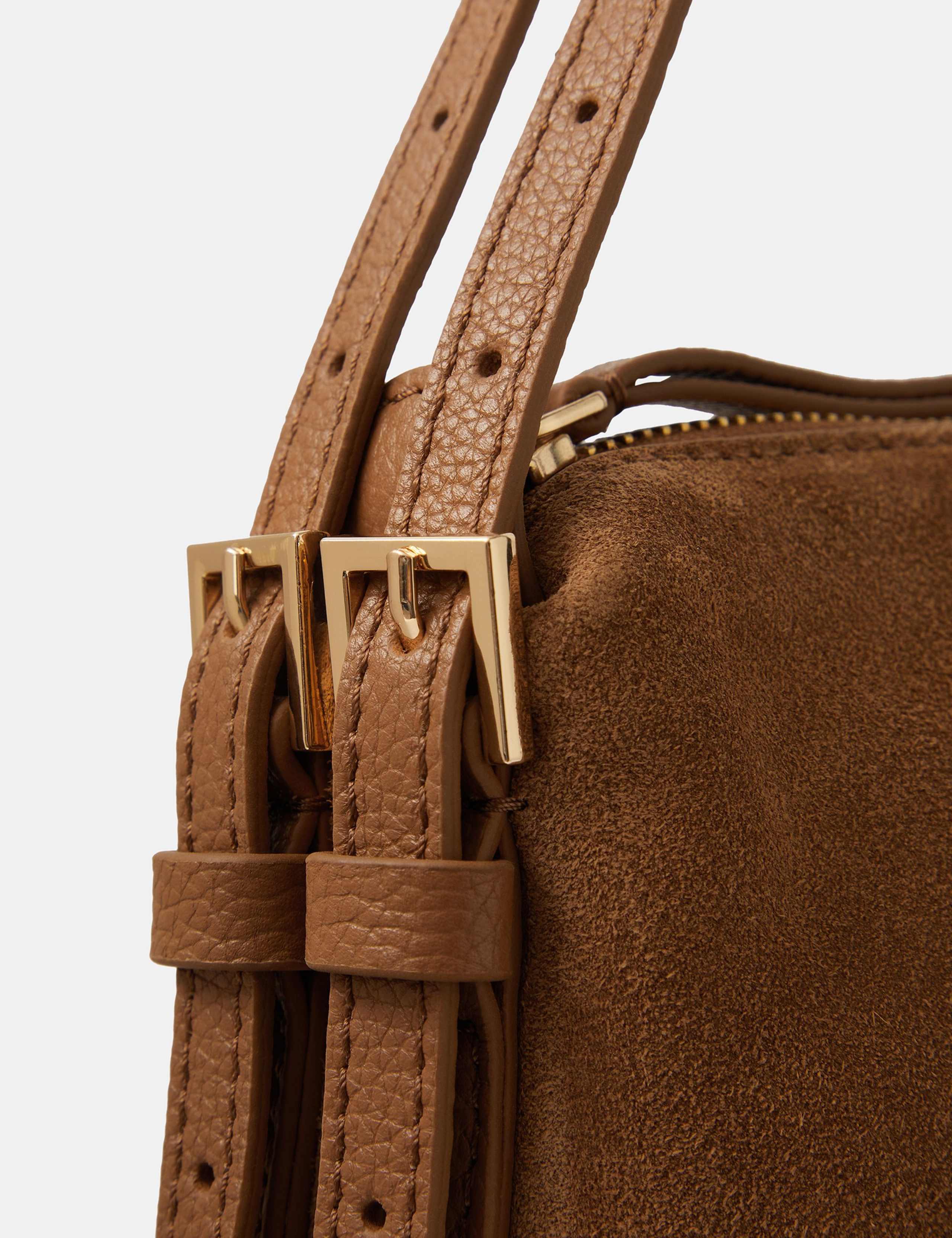 Suede Double Strap Slouch Shoulder Bag 3 of 4