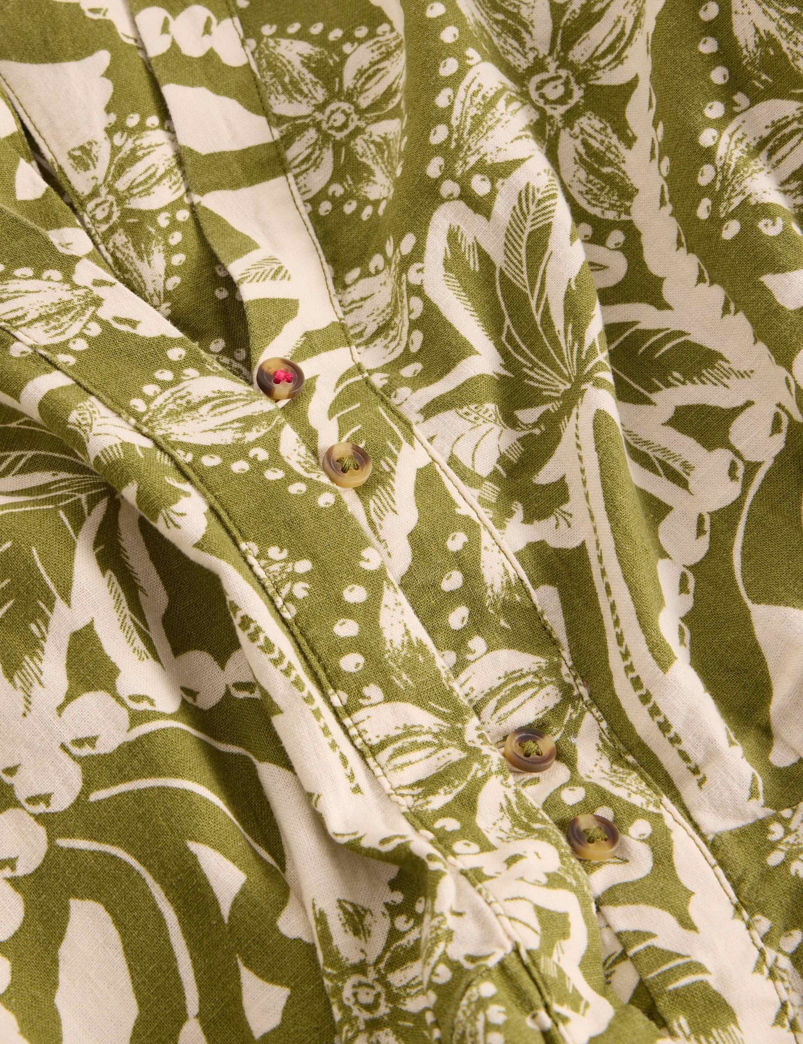 Linen Rich Floral Midi Waisted Dress 5 of 6