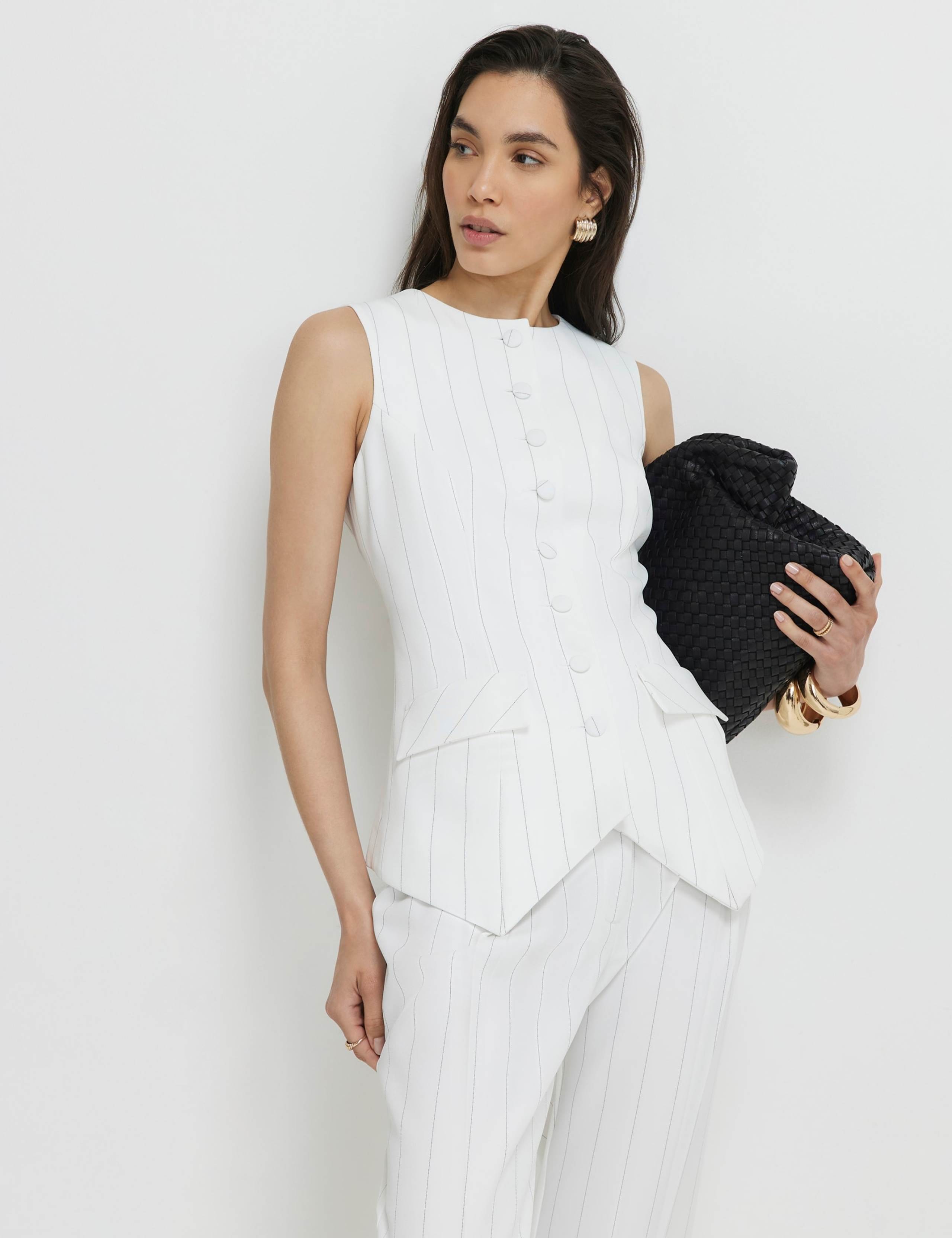 Striped Button Through Longline Waistcoat 2 of 4