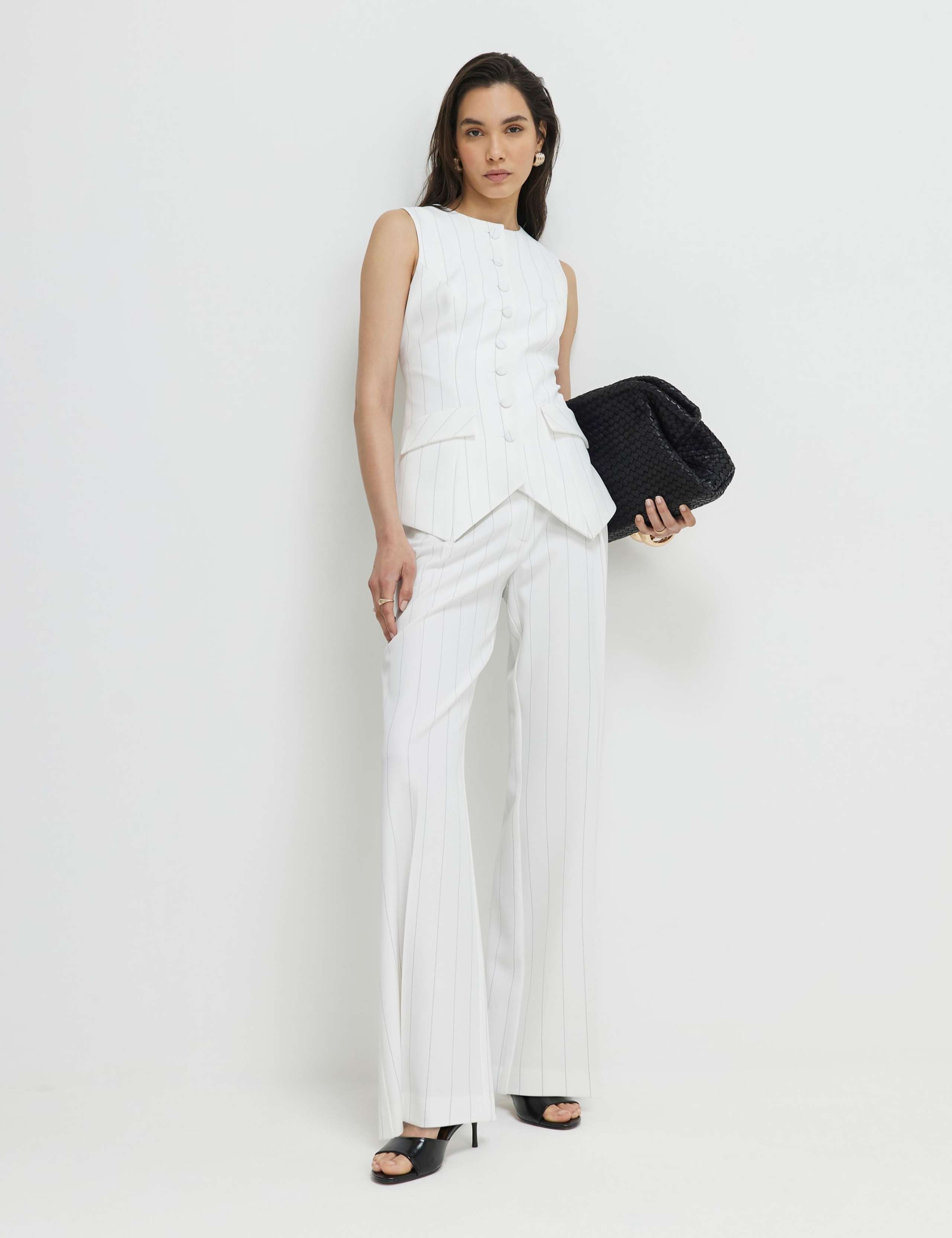 Striped Button Through Longline Waistcoat 3 of 4