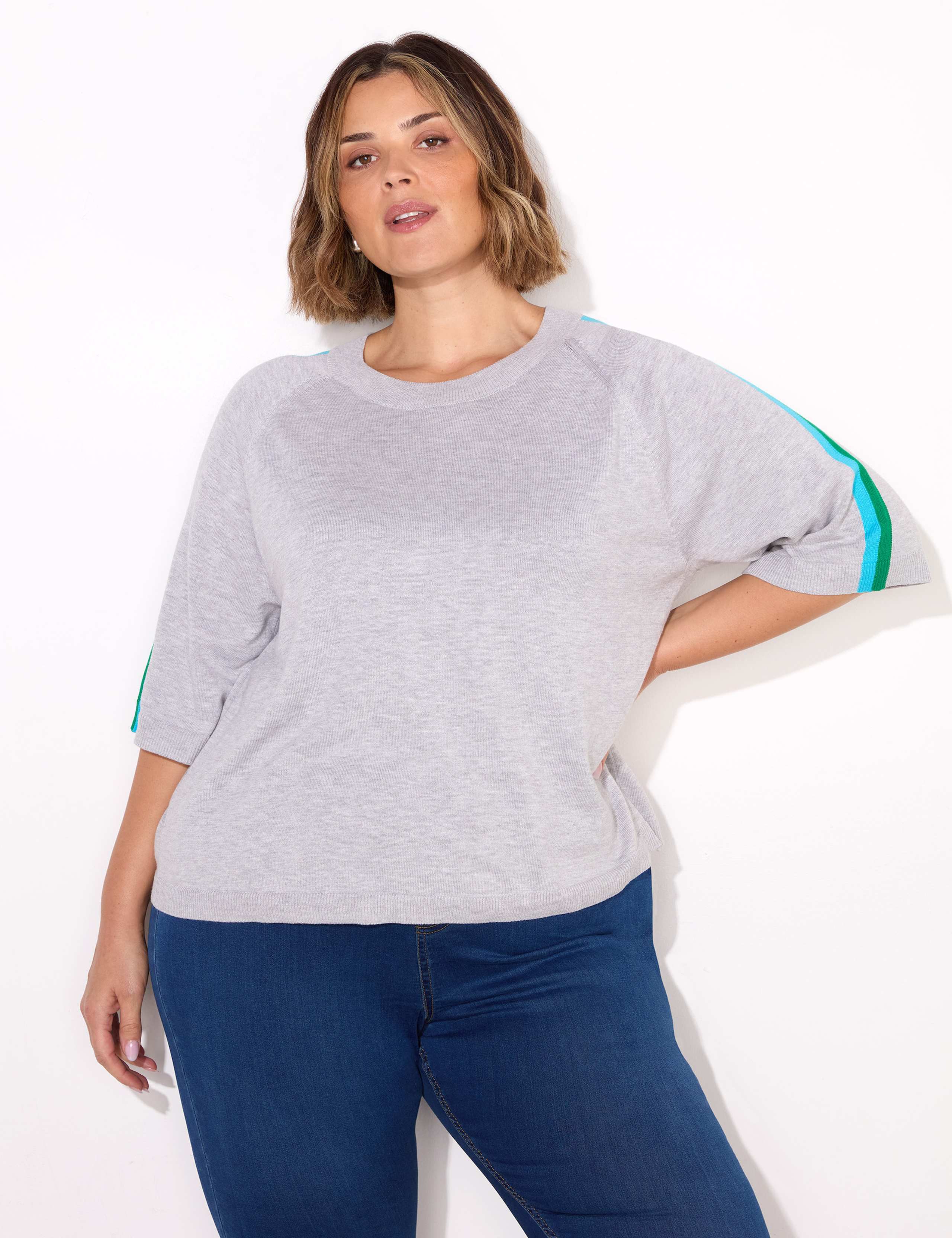Cotton Rich Stripe Detail T-Shirt 3 of 4