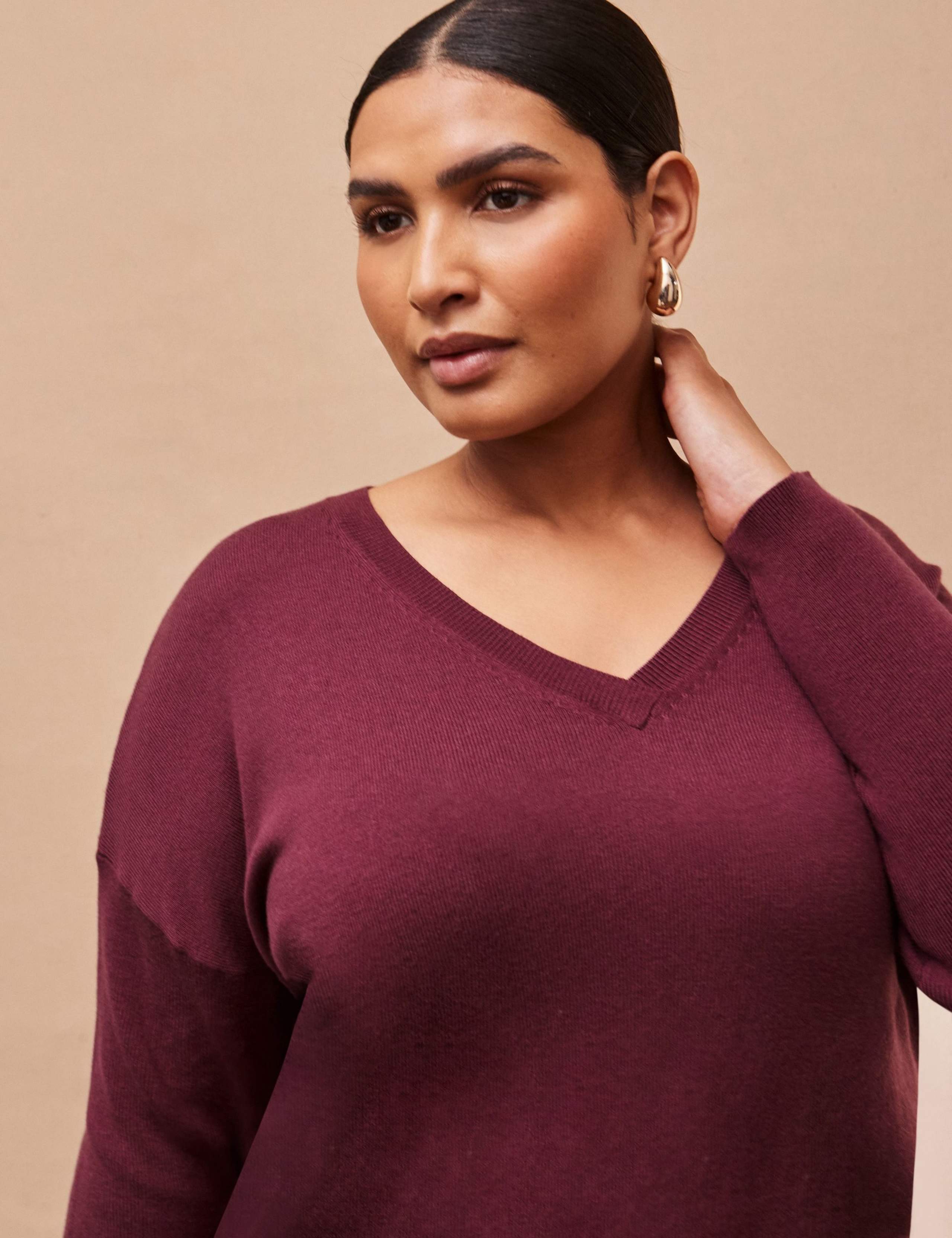 Cotton Blend V-Neck Jumper 2 of 2