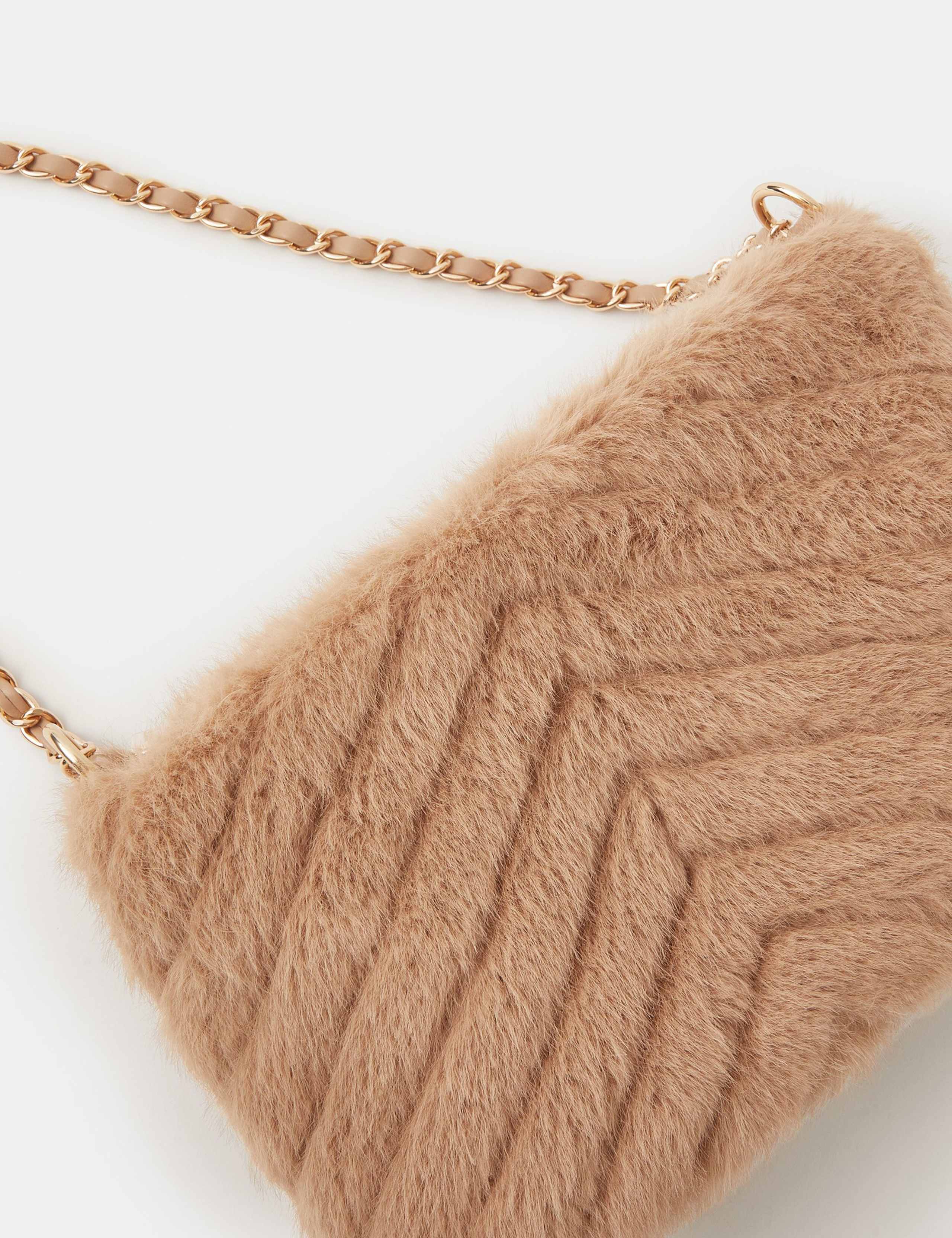 Faux Fur Chain Strap Shoulder Bag 4 of 4