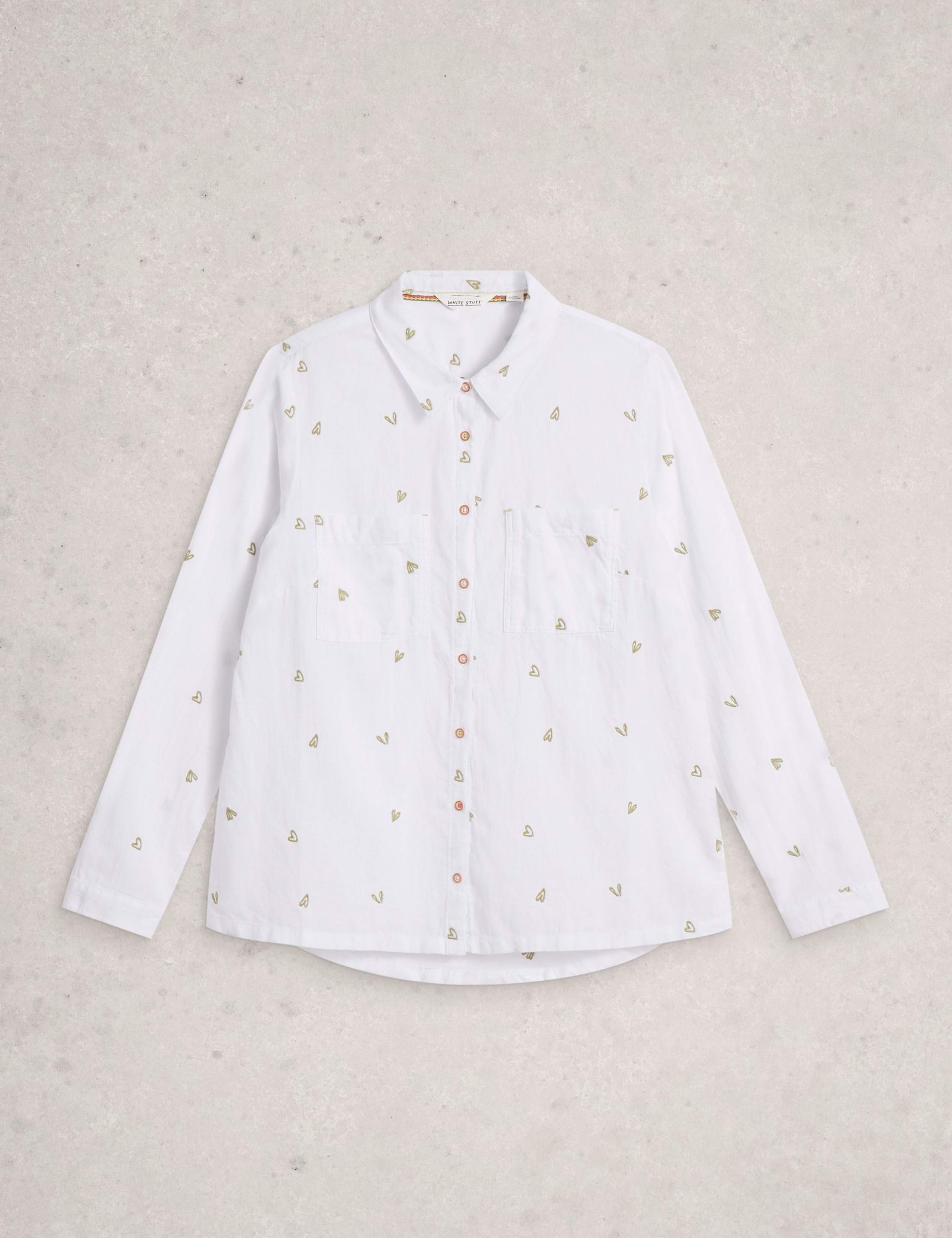 Pure Cotton Embroidered Collared Shirt 2 of 6