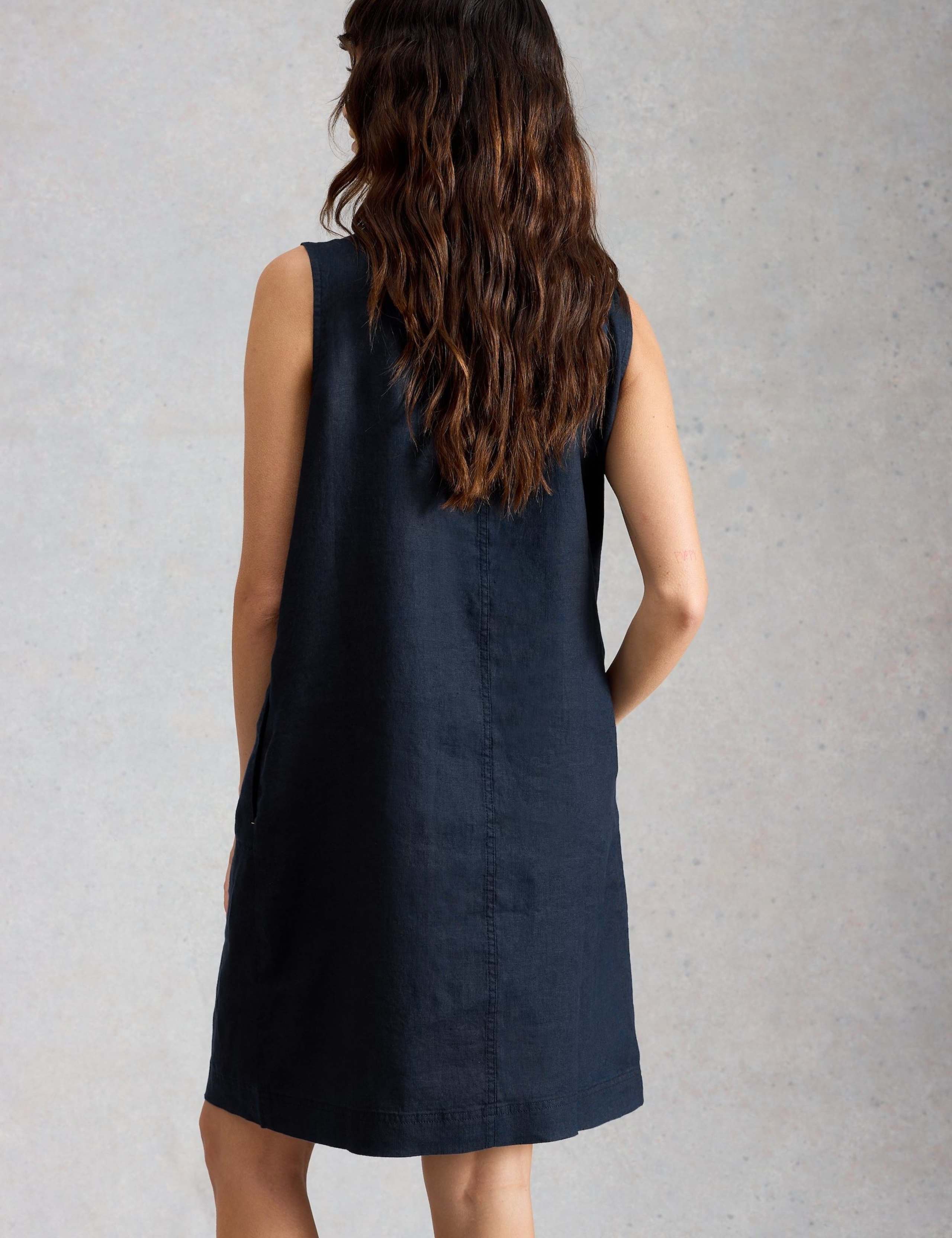 Linen Button Detail Mini Shift Dress 4 of 6