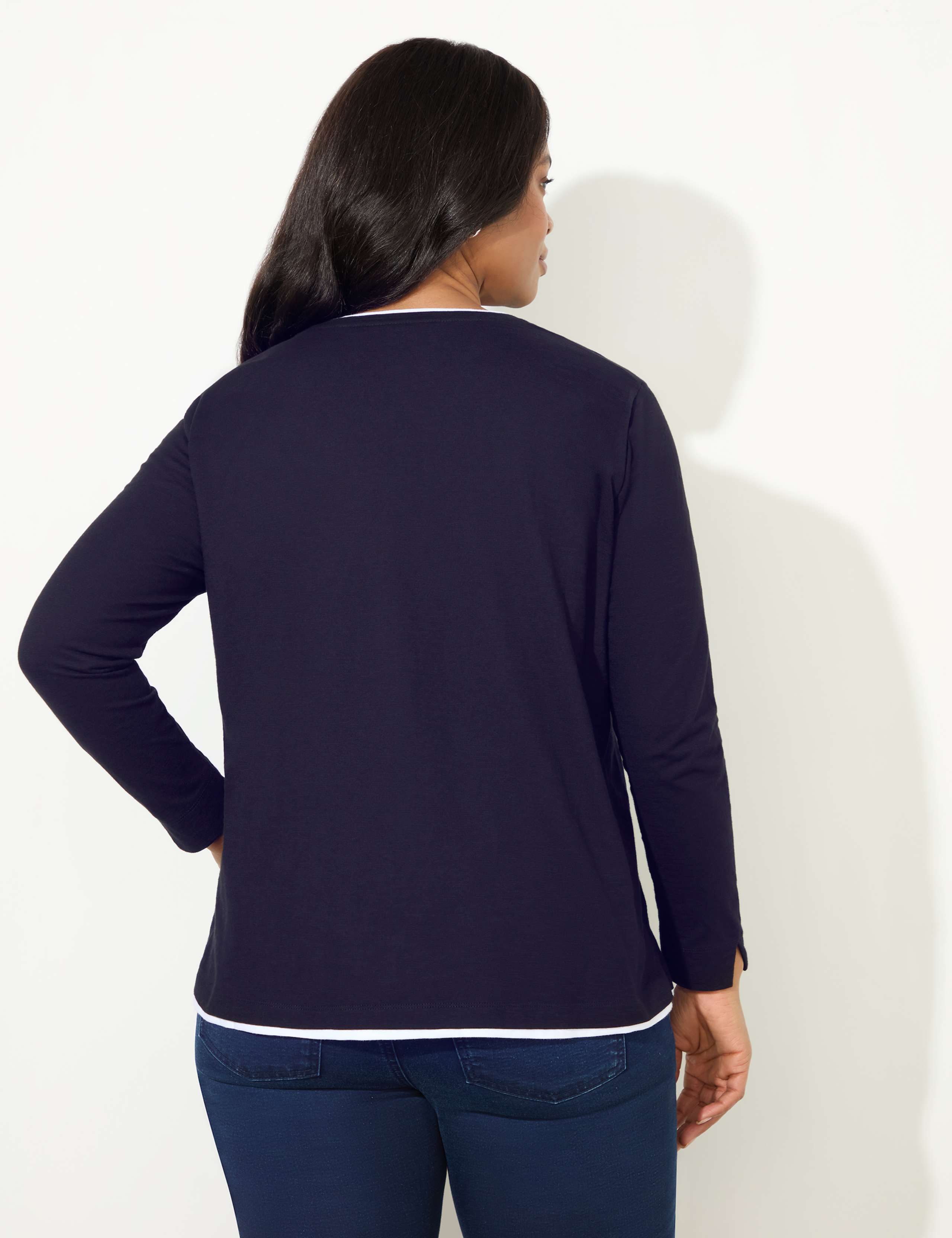 Pure Cotton Contrast Trim Top 4 of 4