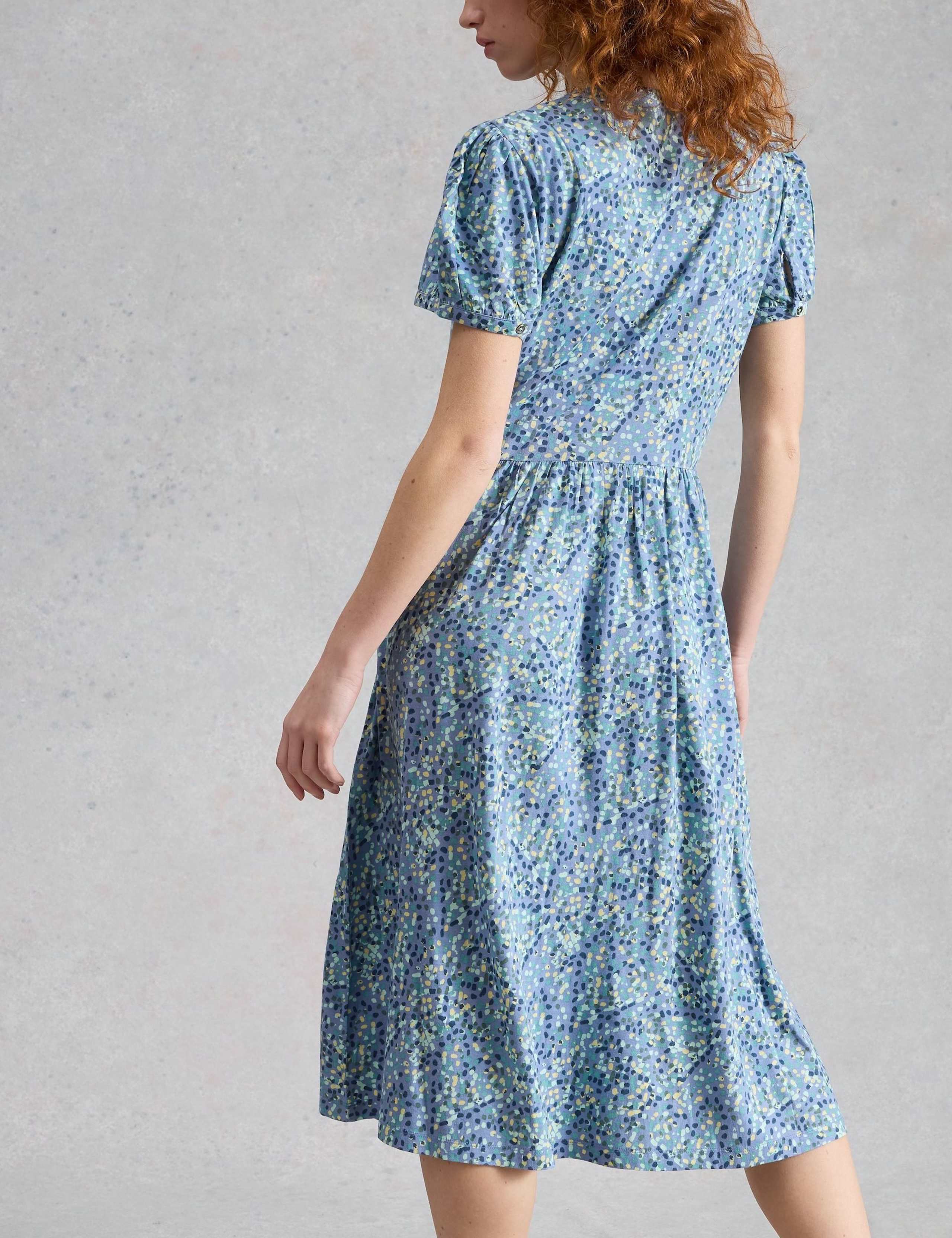 Cotton Blend Printed Midi Waisted Dress 4 of 6