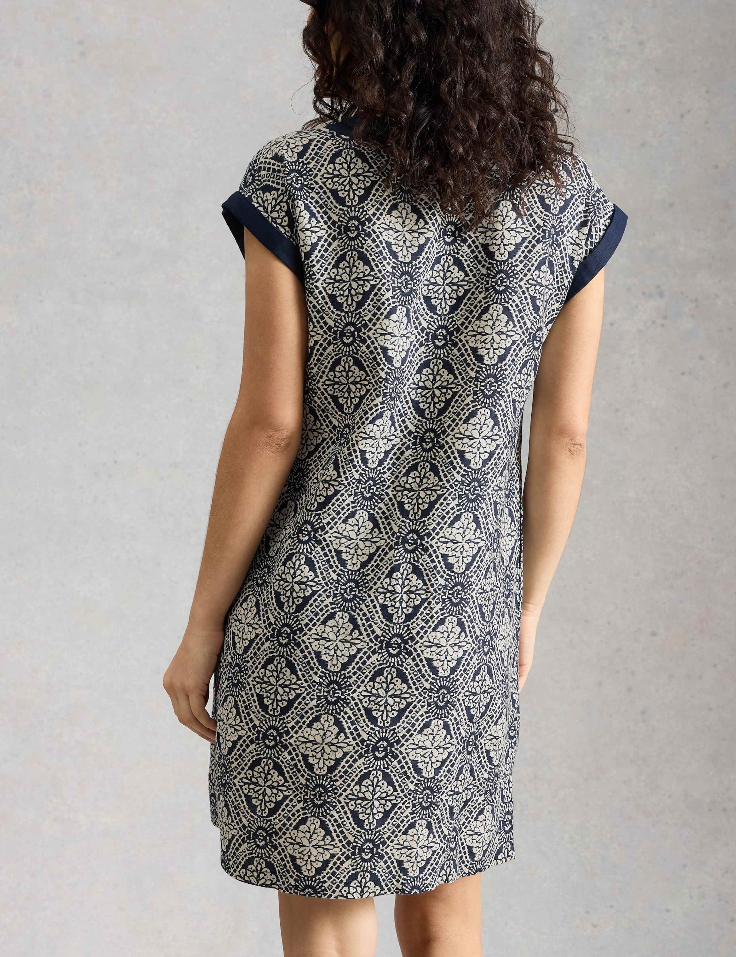 Pure Linen Printed Mini Shift Dress 3 of 6