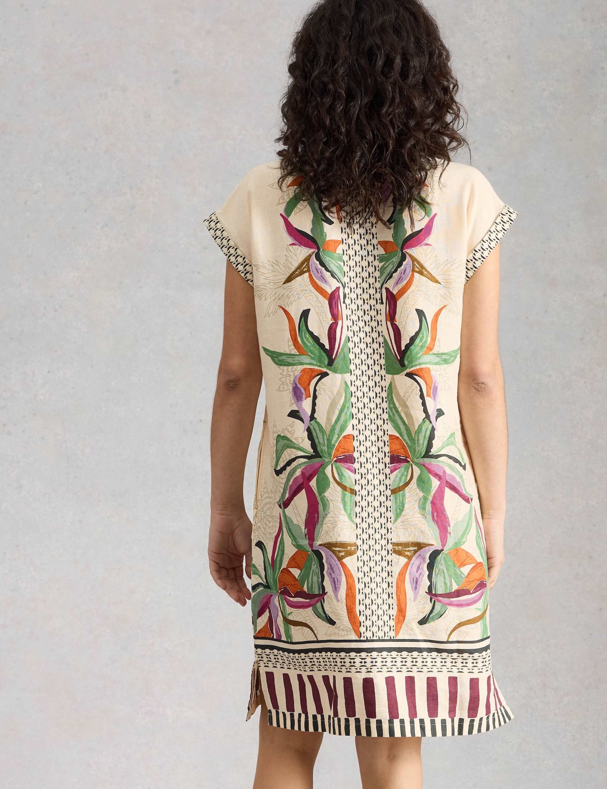 Pure Linen Printed Mini Shift Dress 5 of 6