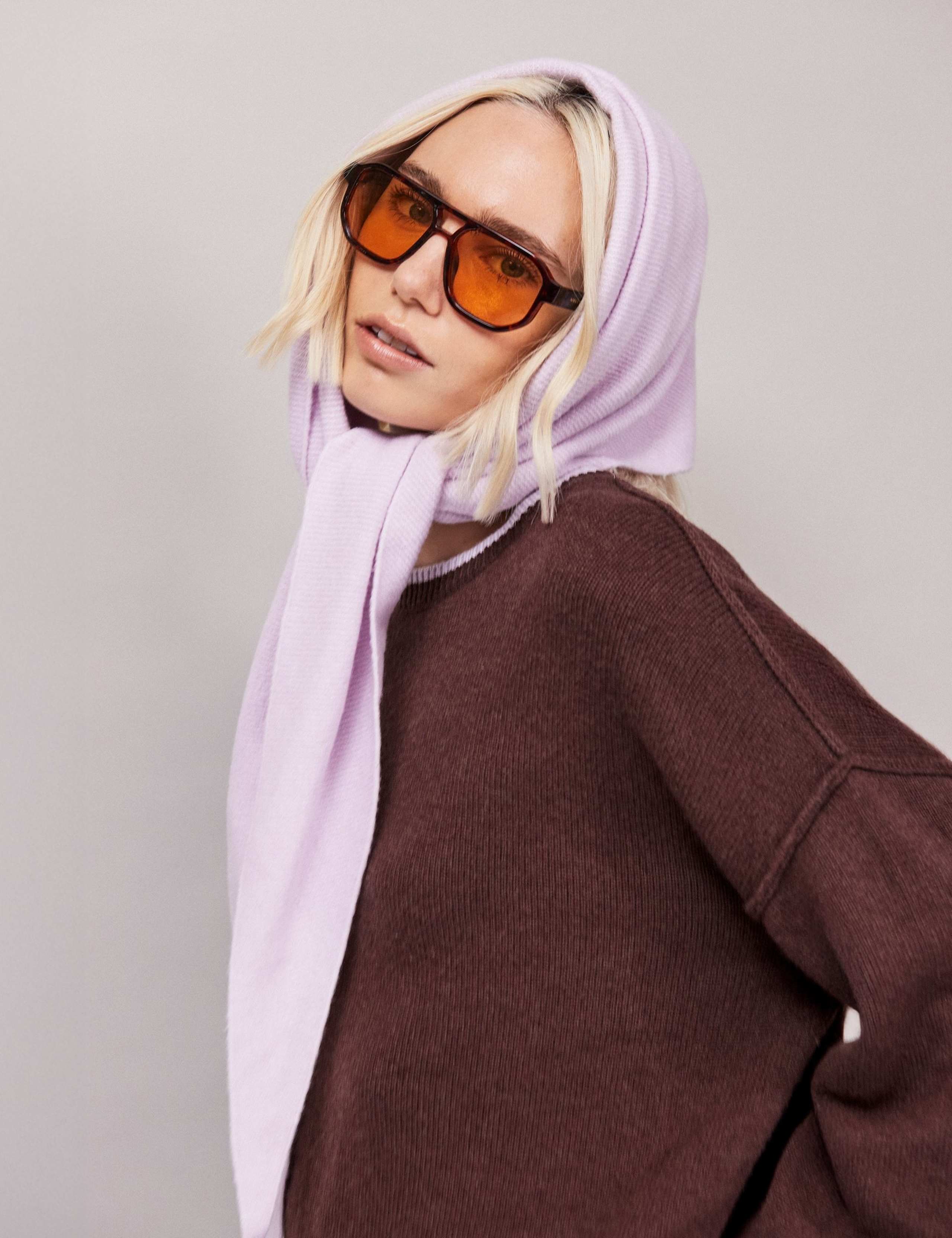 Cotton Rich Knitted Triangle Scarf 2 of 3