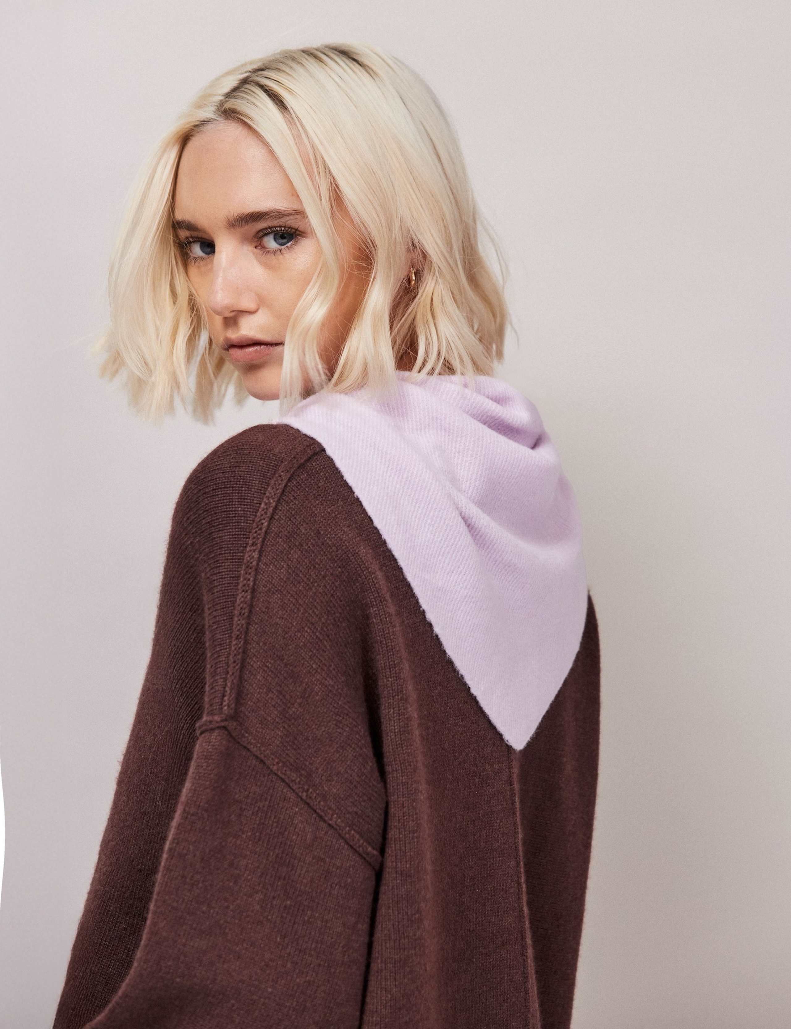 Cotton Rich Knitted Triangle Scarf 3 of 3