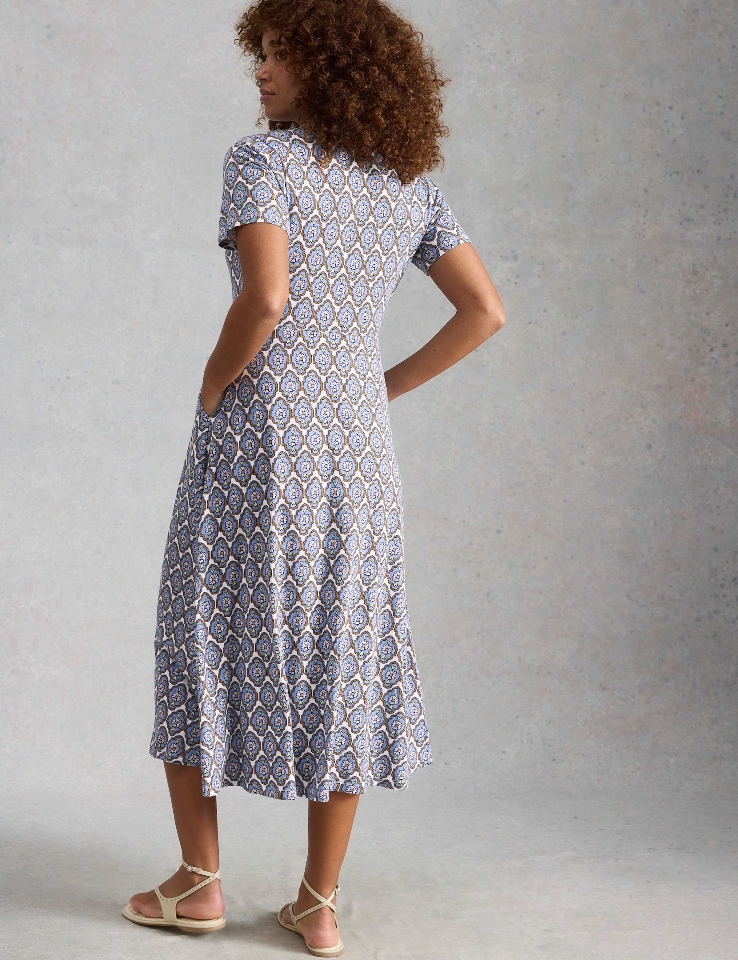Jersey Floral Collared Midi Shirt Dress 3 of 6