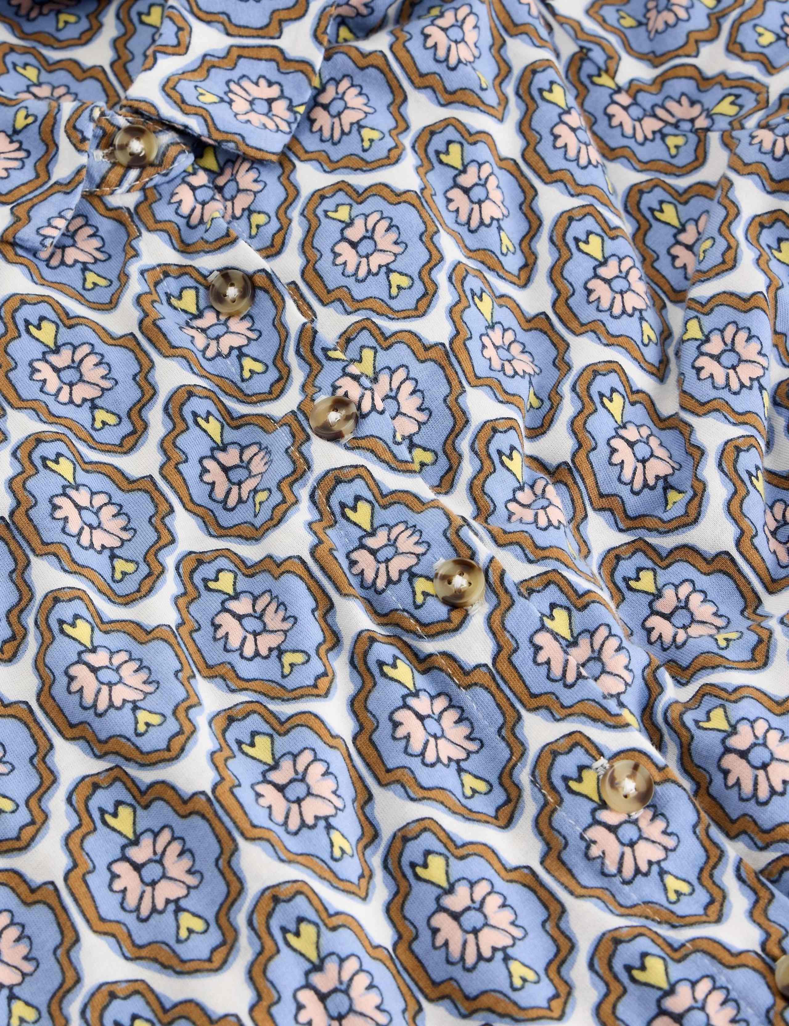 Jersey Floral Collared Midi Shirt Dress 4 of 6