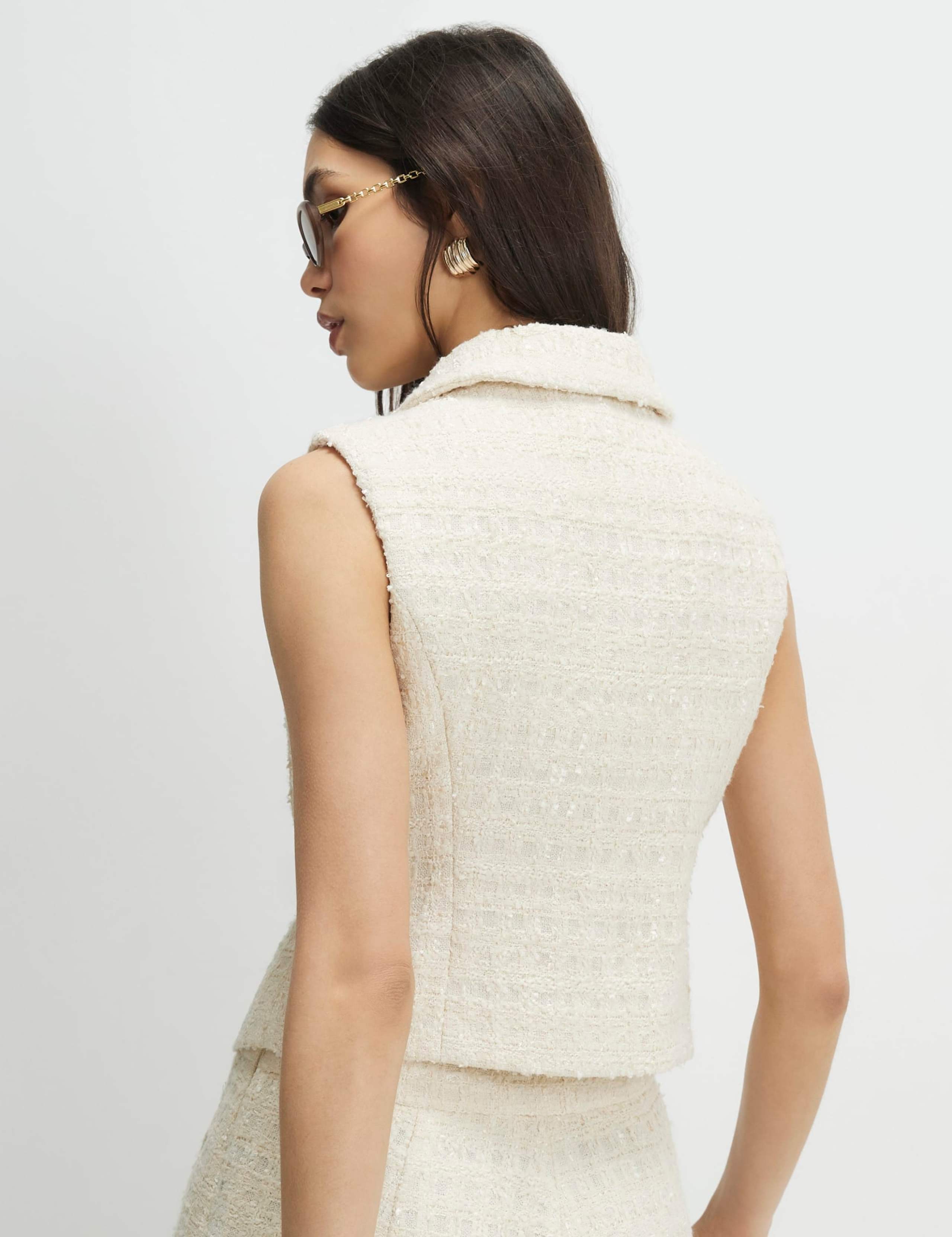 Bouclé Collared Button Detail Waistcoat 4 of 4