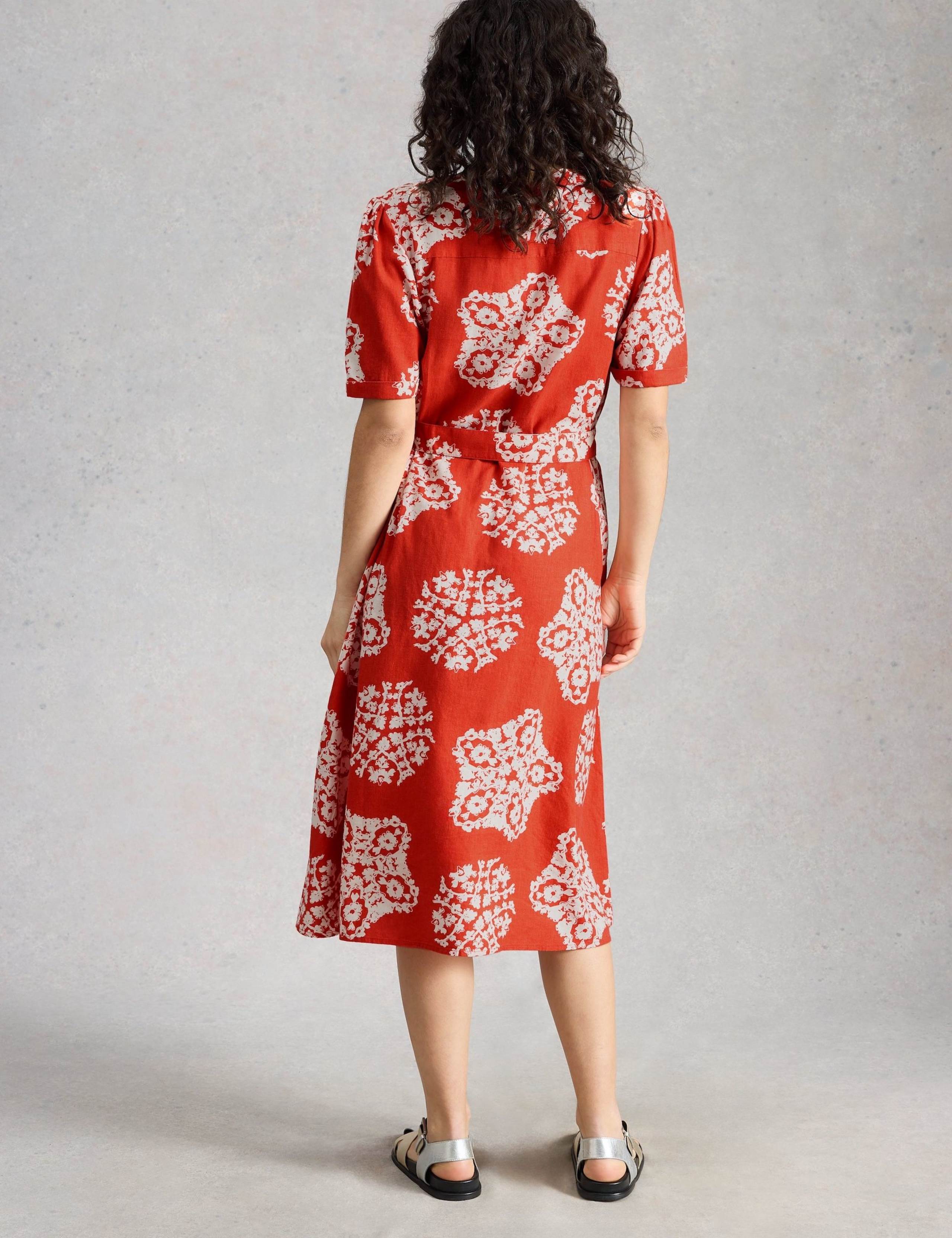 Linen Rich Printed Midi Tea Dress 4 of 6