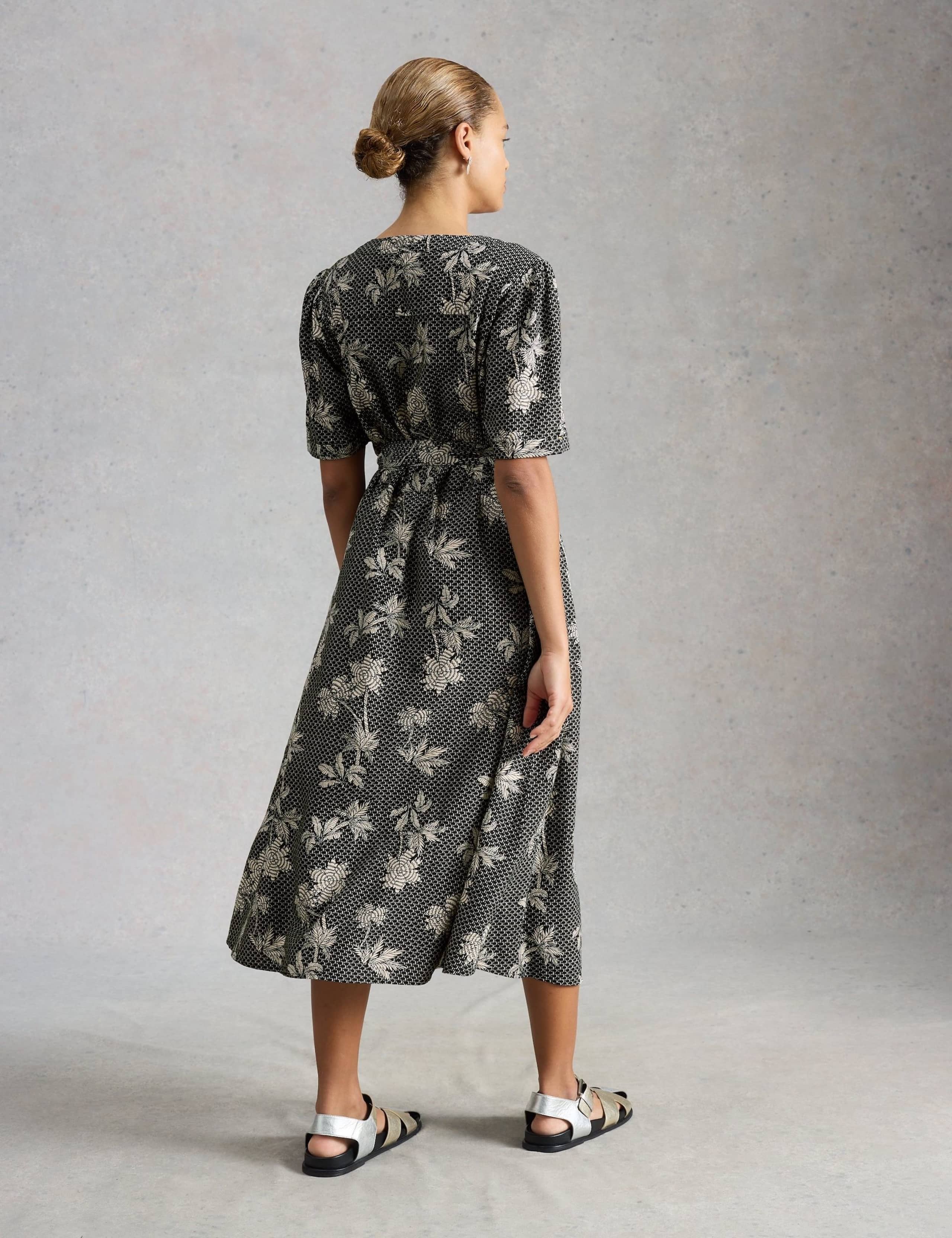 Linen Rich Printed Midi Tea Dress 4 of 6