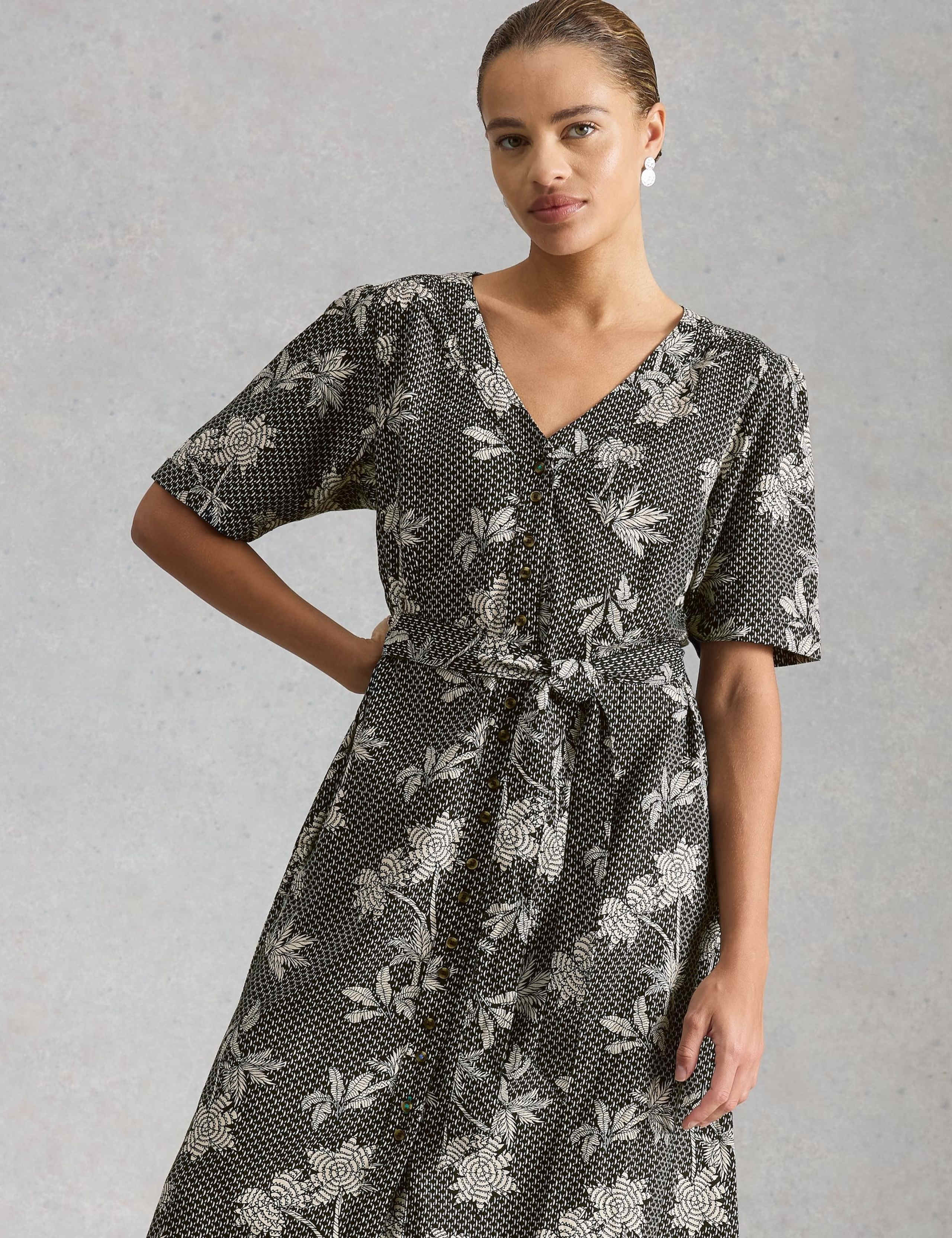 Linen Rich Printed Midi Tea Dress 6 of 6