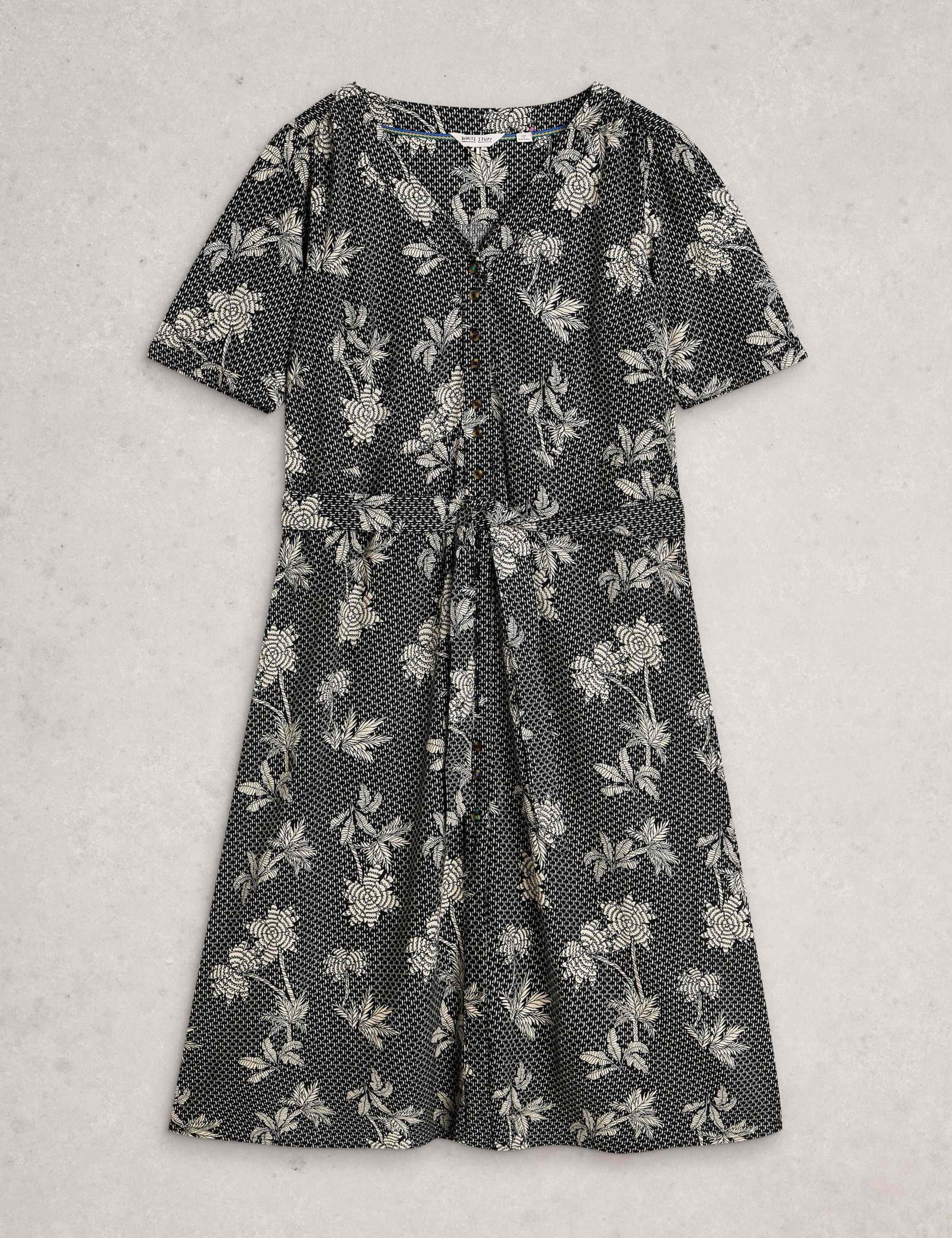 Linen Rich Printed Midi Tea Dress 2 of 6