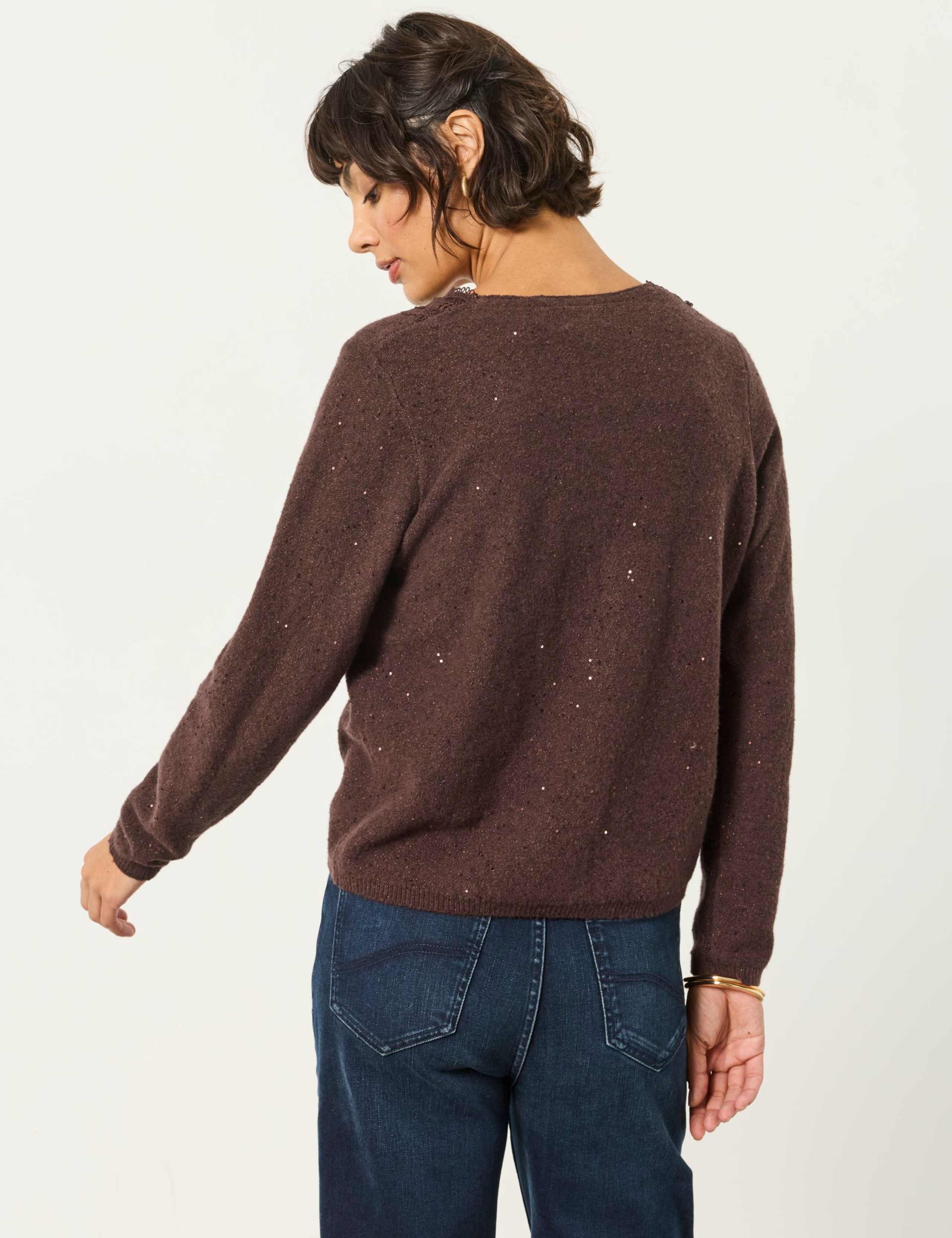 Cotton Rich Sparkly V Neck Button Front Cardigan 6 of 6