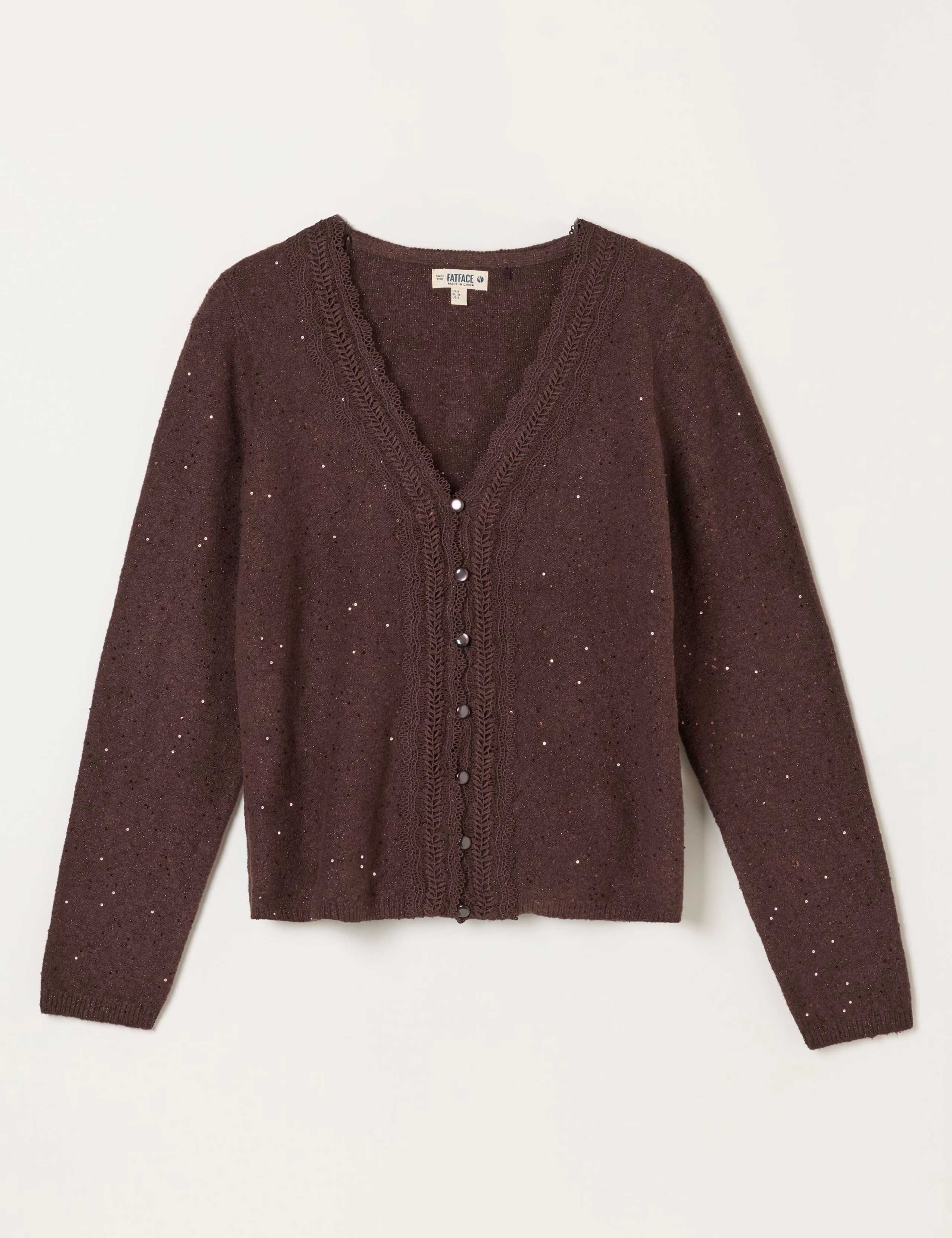 Cotton Rich Sparkly V Neck Button Front Cardigan 2 of 6