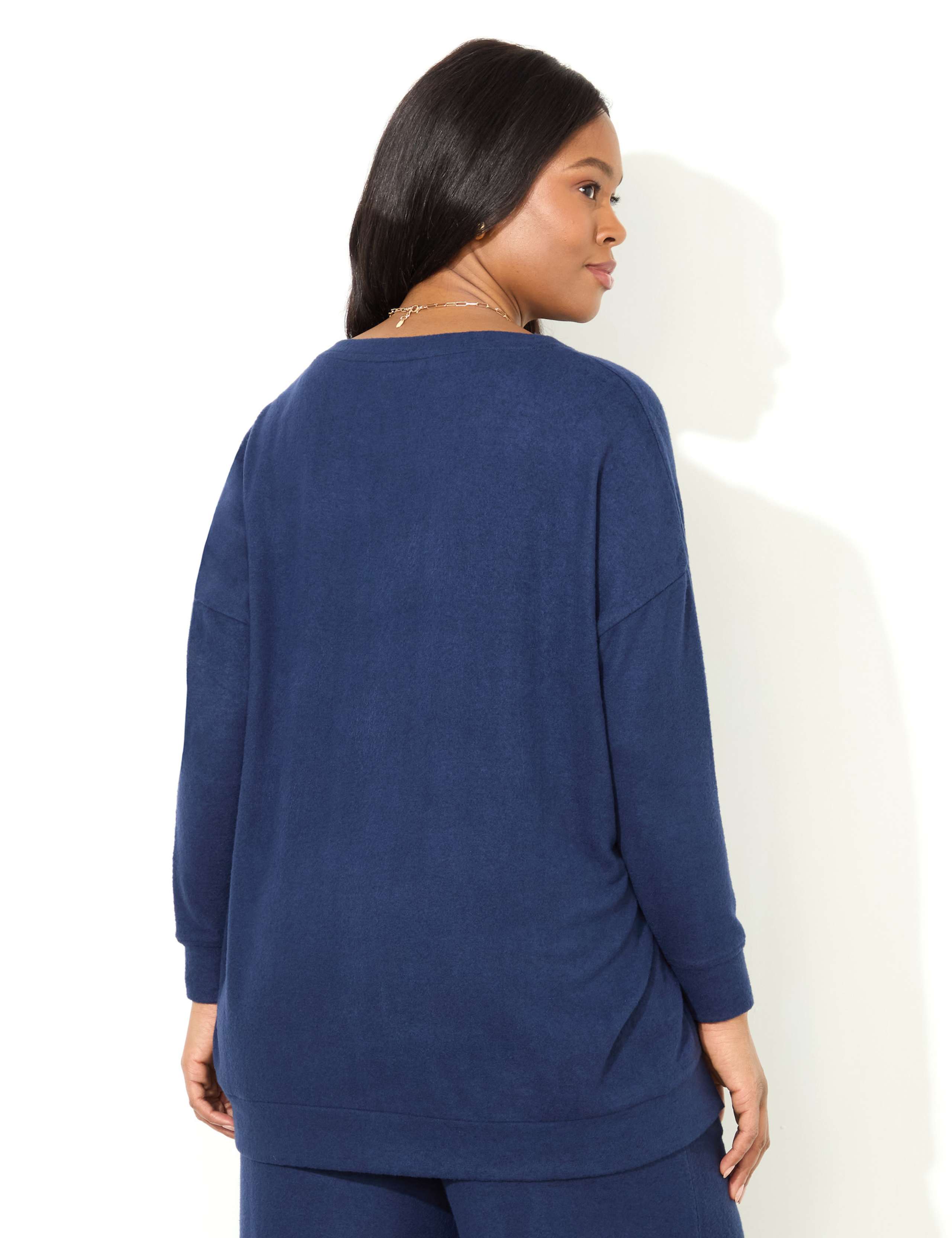 Jersey V-Neck Relaxed Longline Top 4 of 4