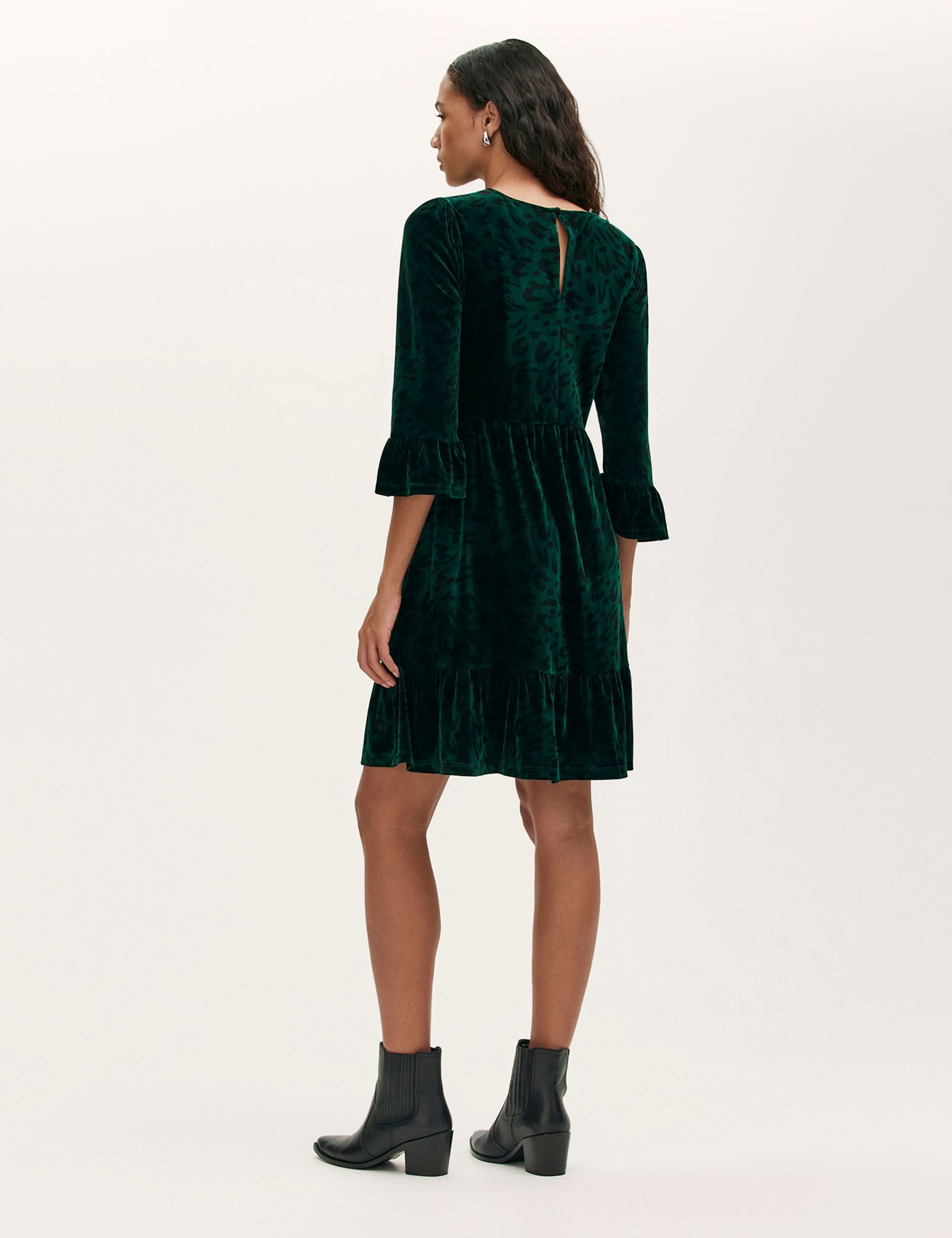 Velvet Animal Print Knee Length Skater Dress 3 of 4