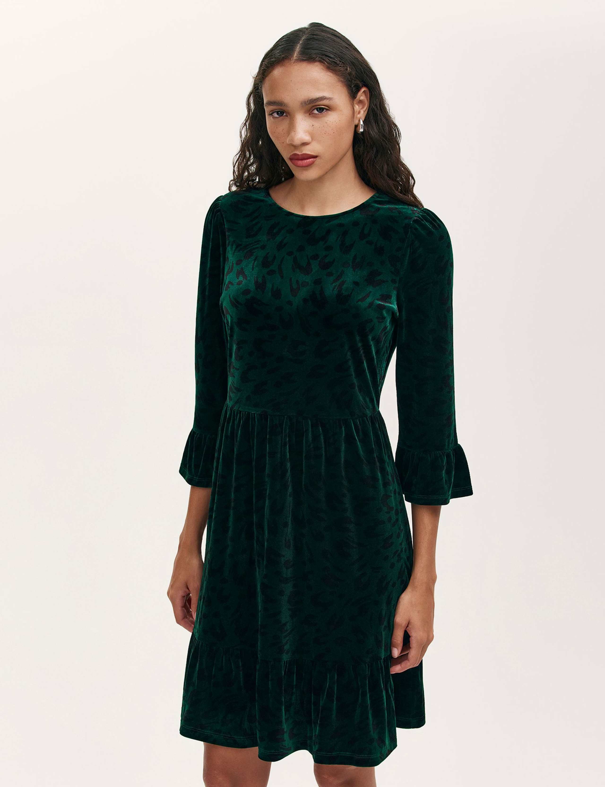 Velvet Animal Print Knee Length Skater Dress 4 of 4