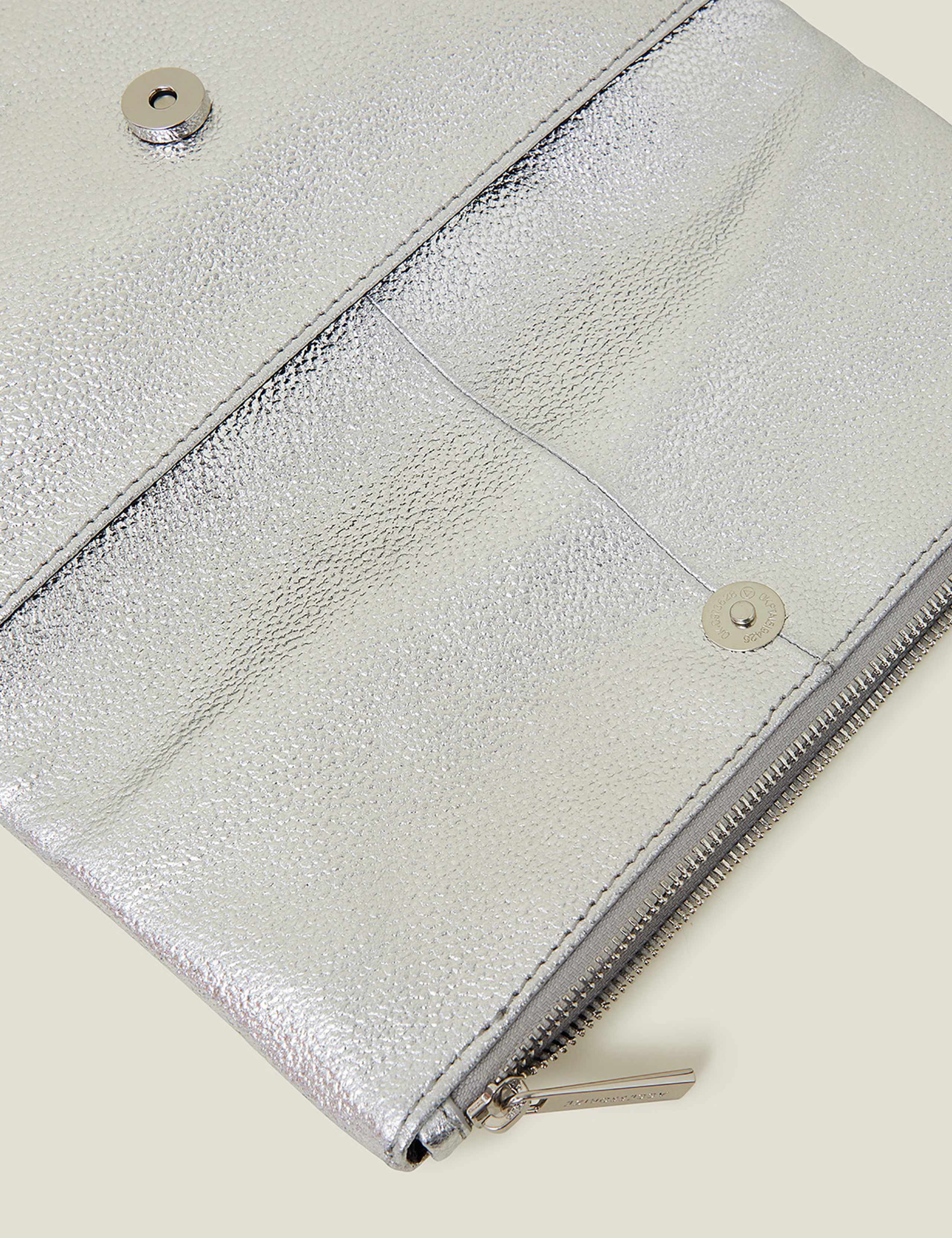 Leather Metallic Fold Over Clutch Bag 4 of 4