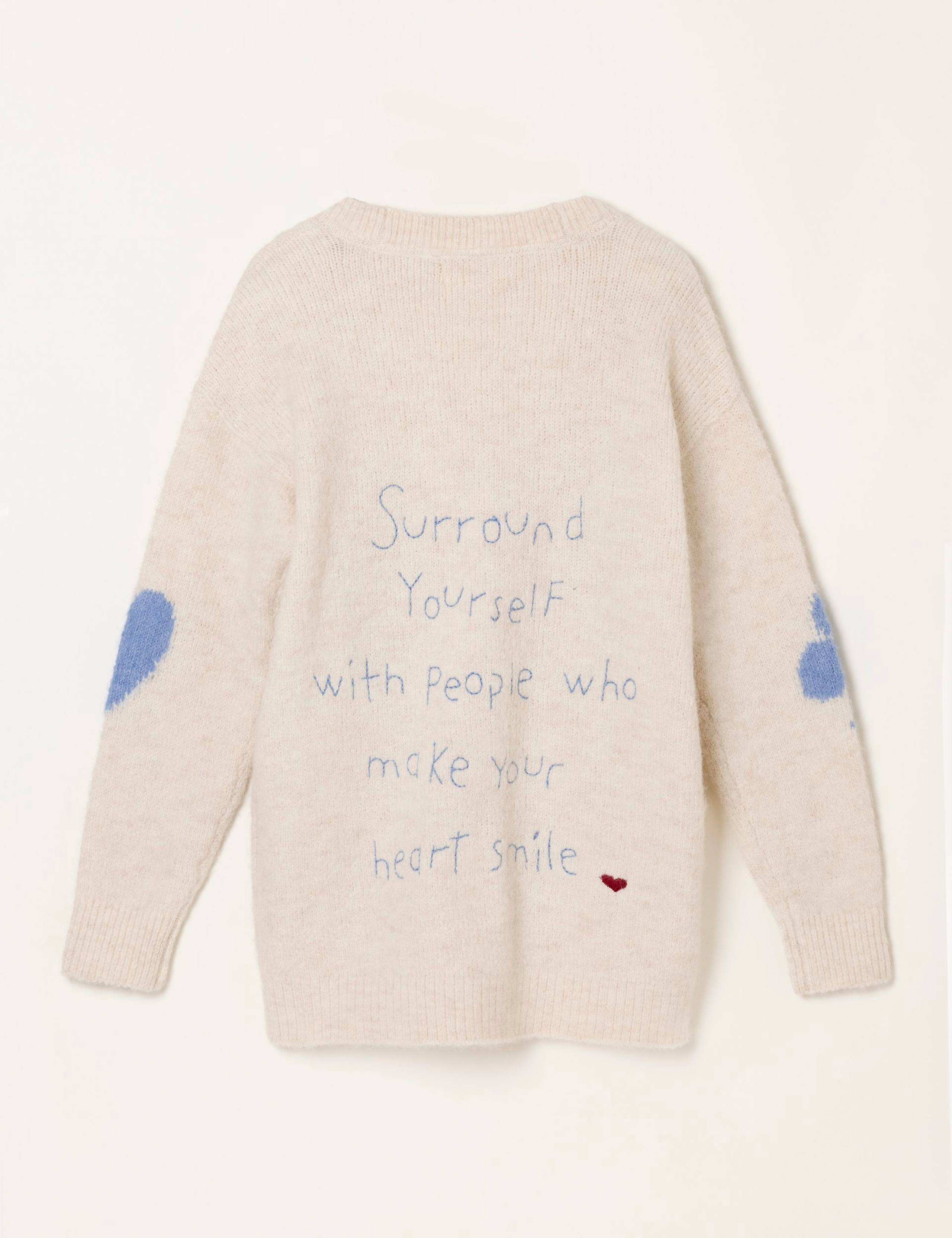 Wool Rich Heart V Neck Longline Cardigan 6 of 6