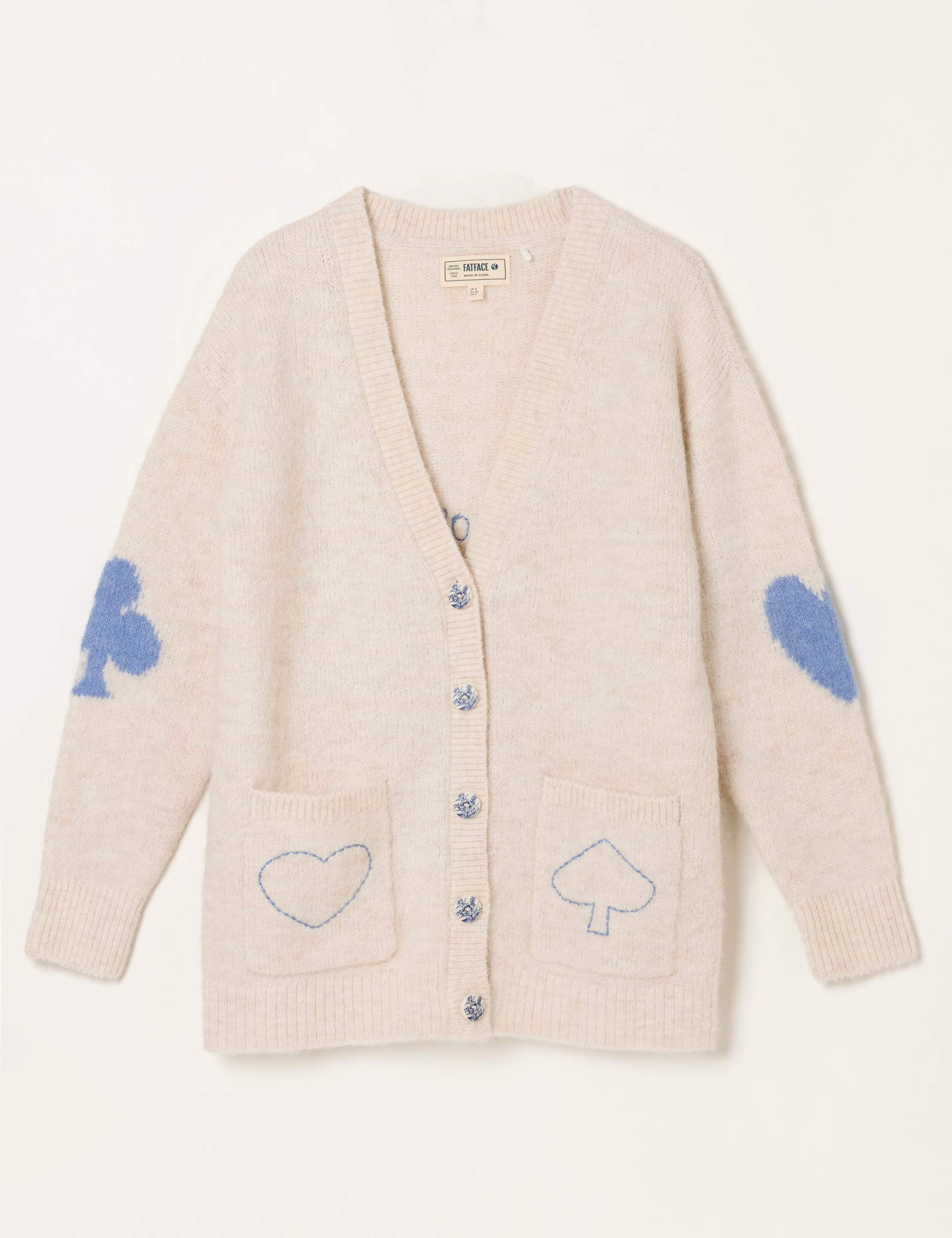 Wool Rich Heart V Neck Longline Cardigan 2 of 6