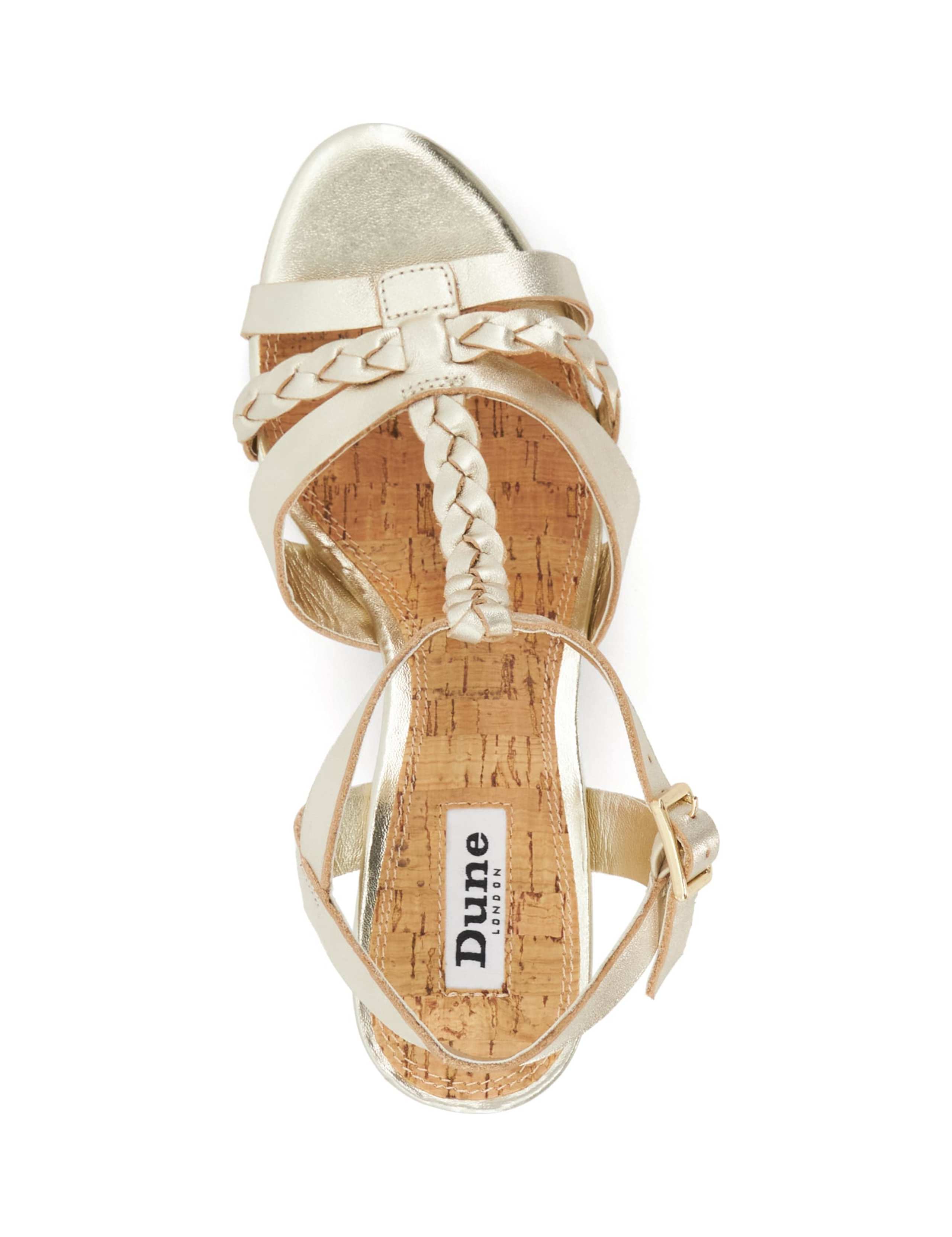 Leather Metallic T-Bar Wedge Sandals 4 of 4