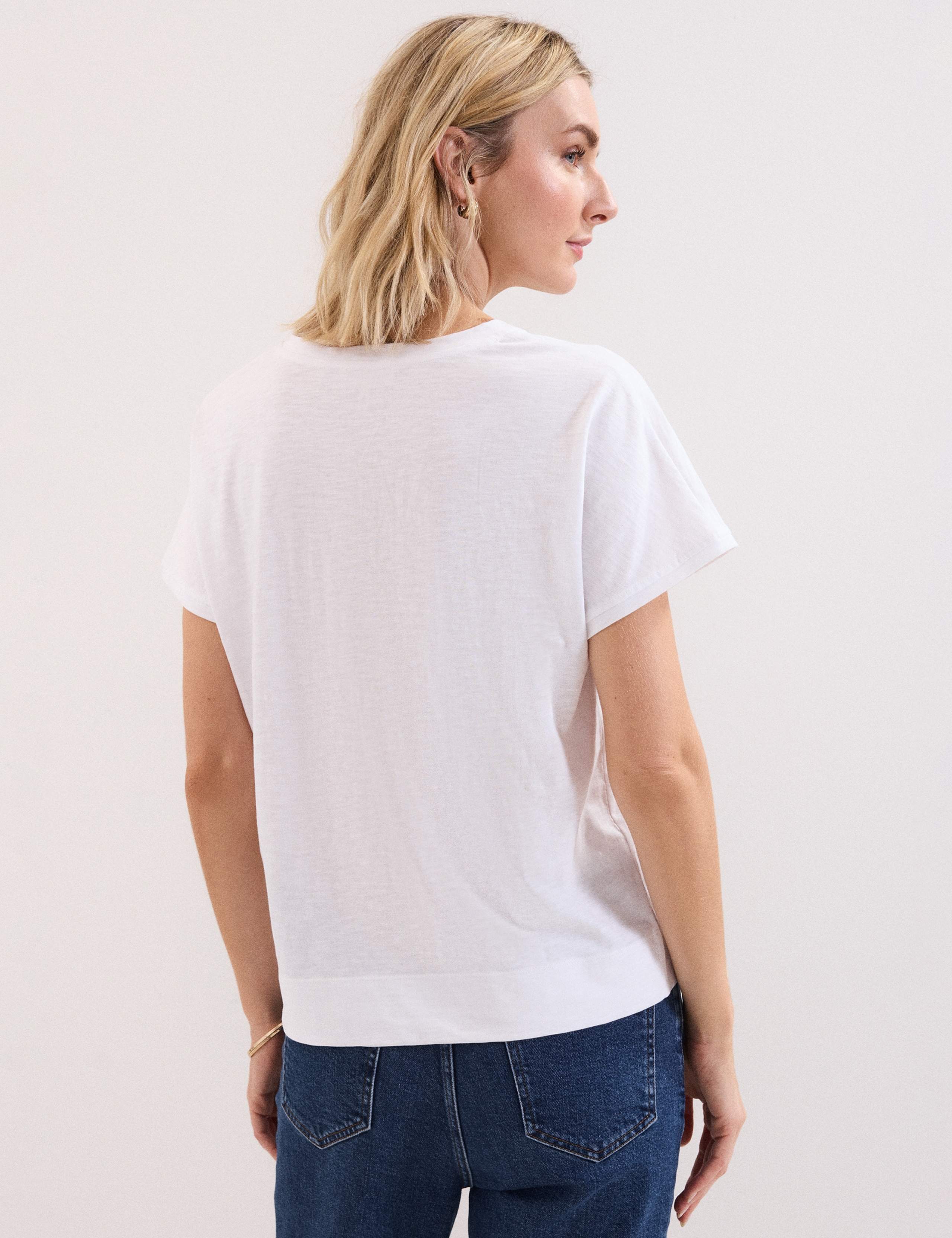 Pure Cotton Textured V-Neck T-Shirt 3 of 7