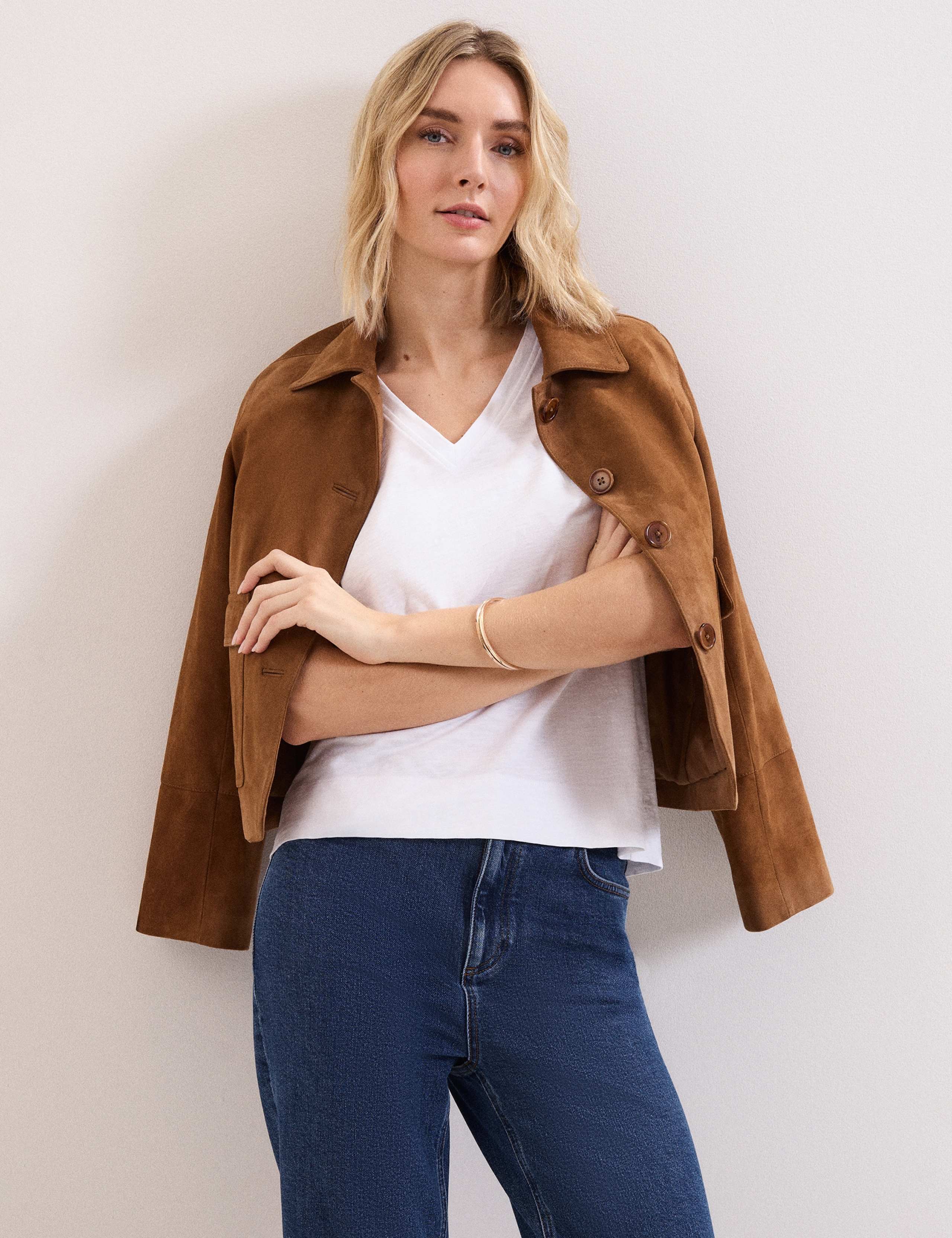 Pure Cotton Textured V-Neck T-Shirt 4 of 7