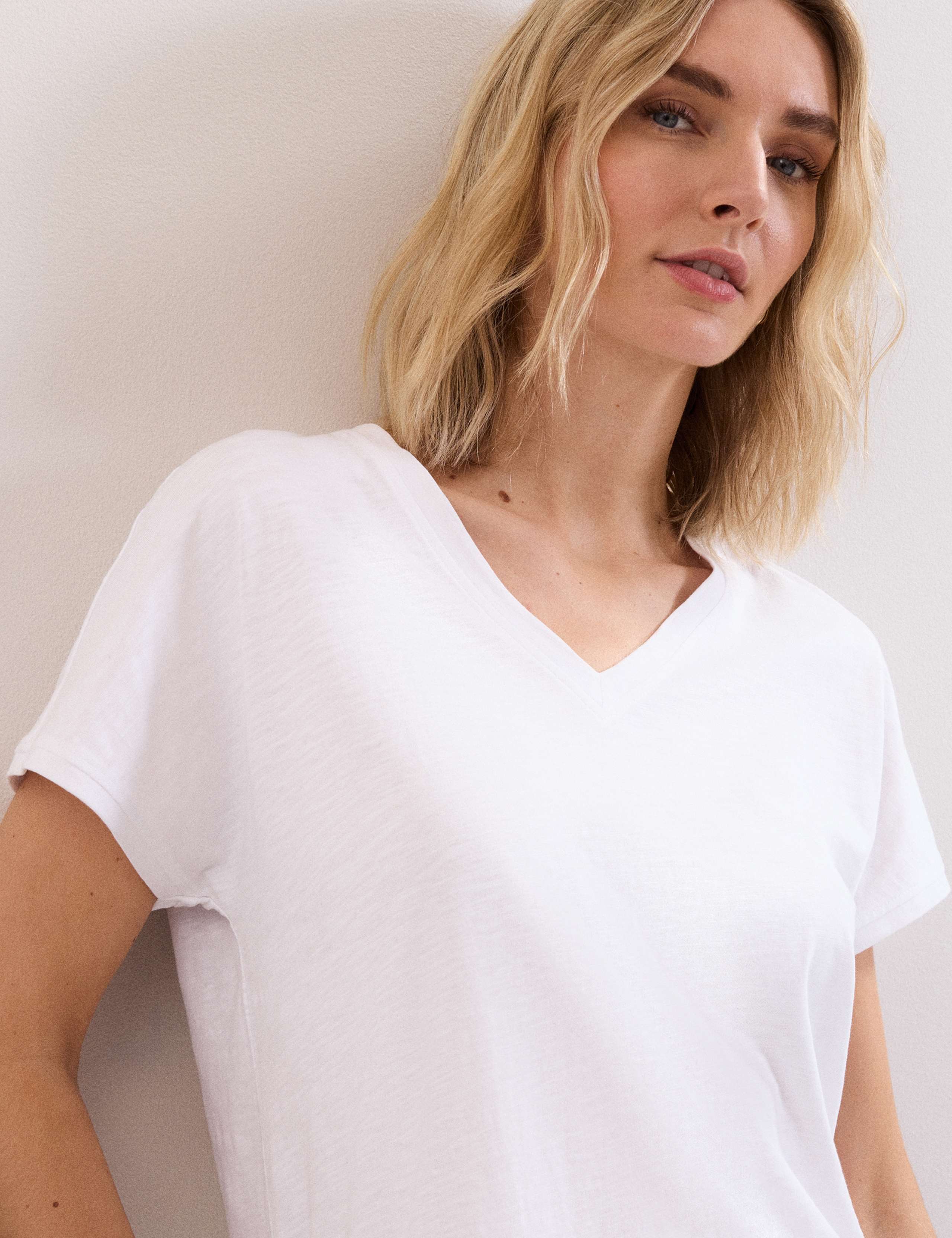 Pure Cotton Textured V-Neck T-Shirt 6 of 7