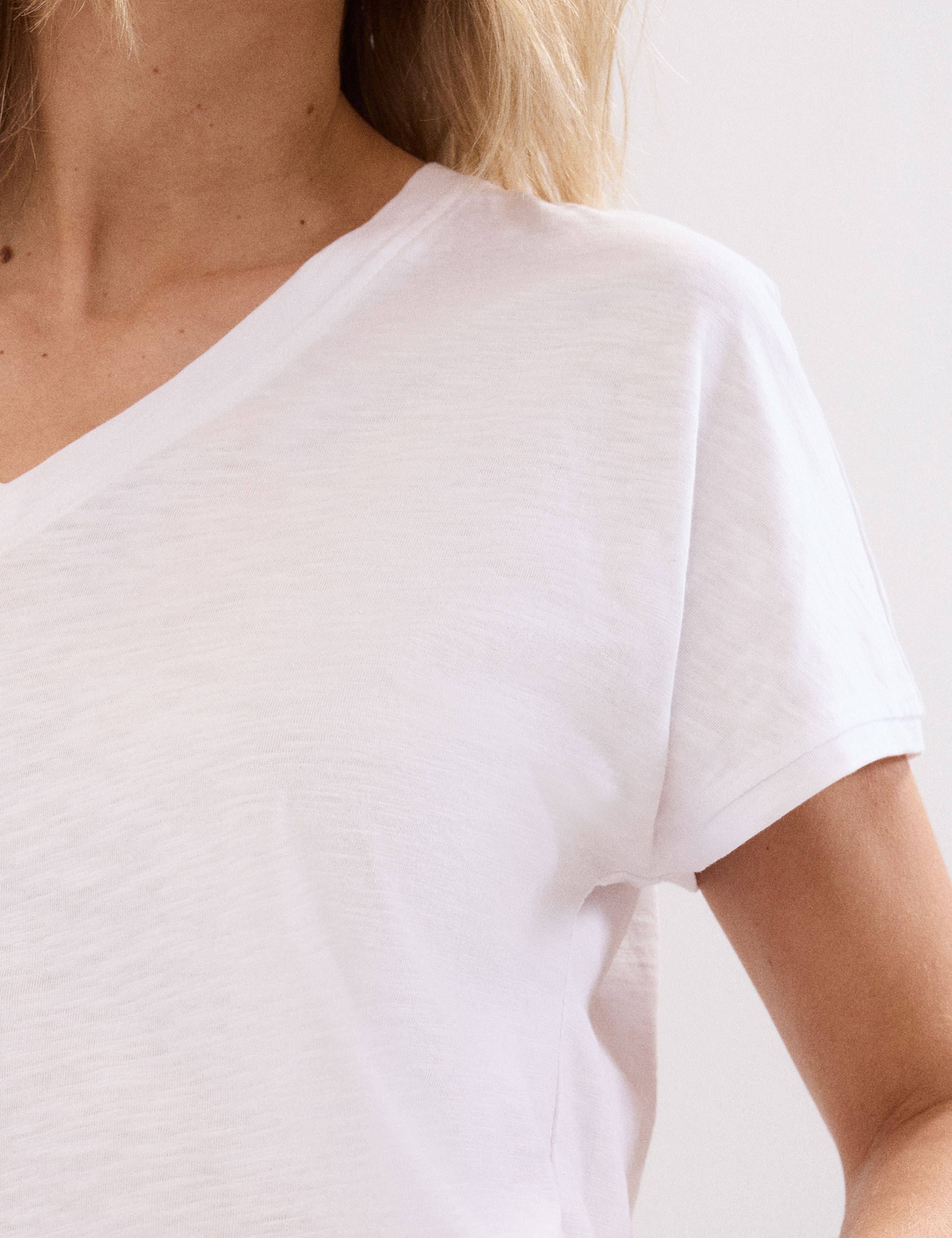 Pure Cotton Textured V-Neck T-Shirt 7 of 7