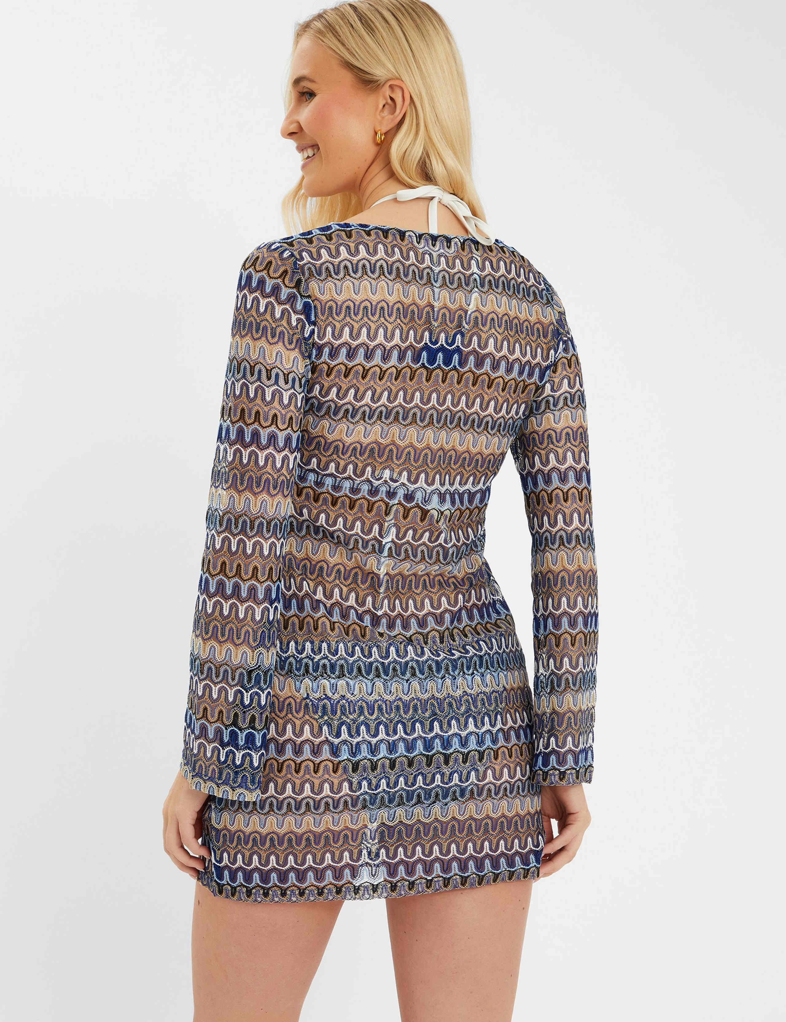 Textured Zig-Zag Mini Beach Dress 3 of 4