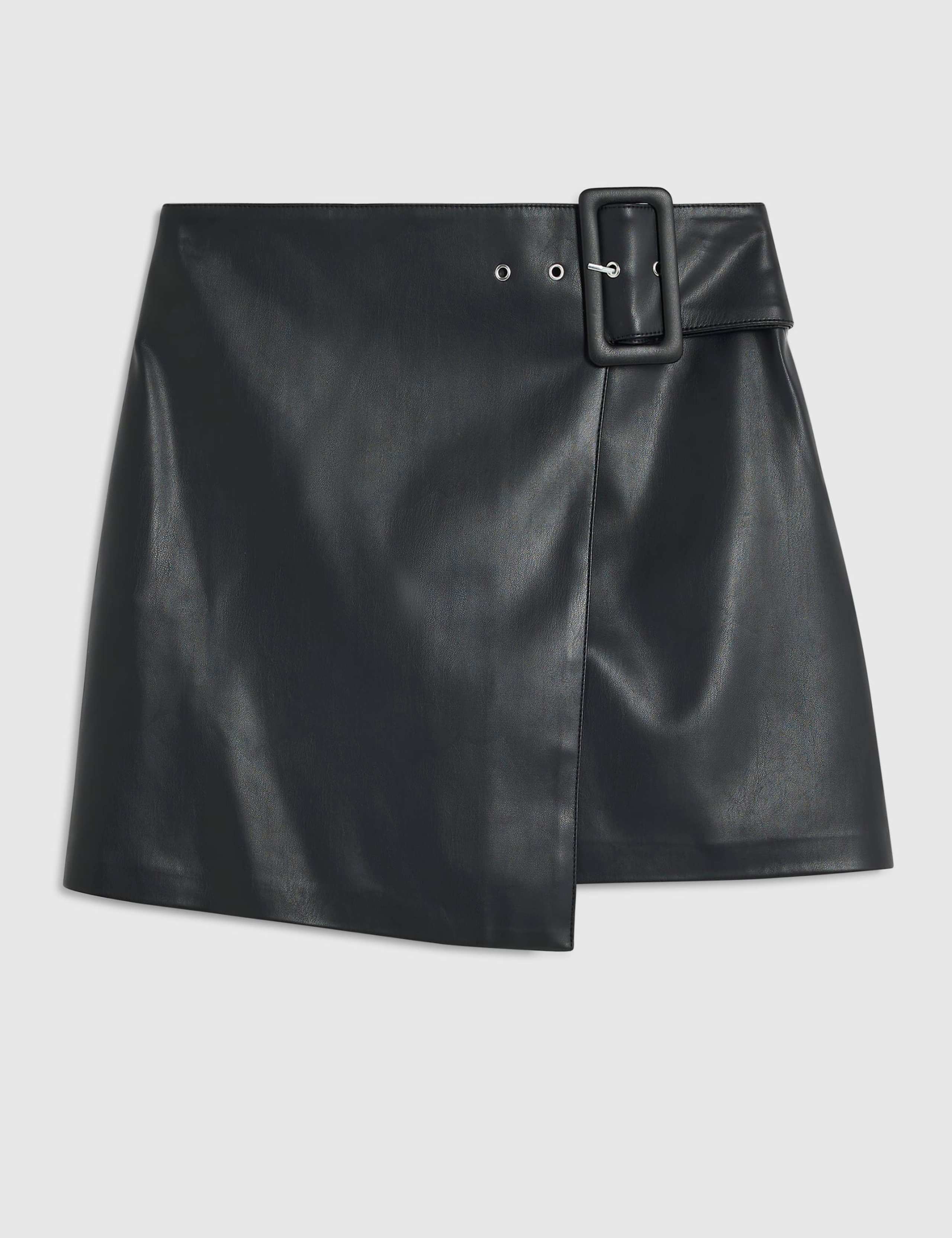Faux Leather Buckle Mini Wrap Skirt 2 of 6