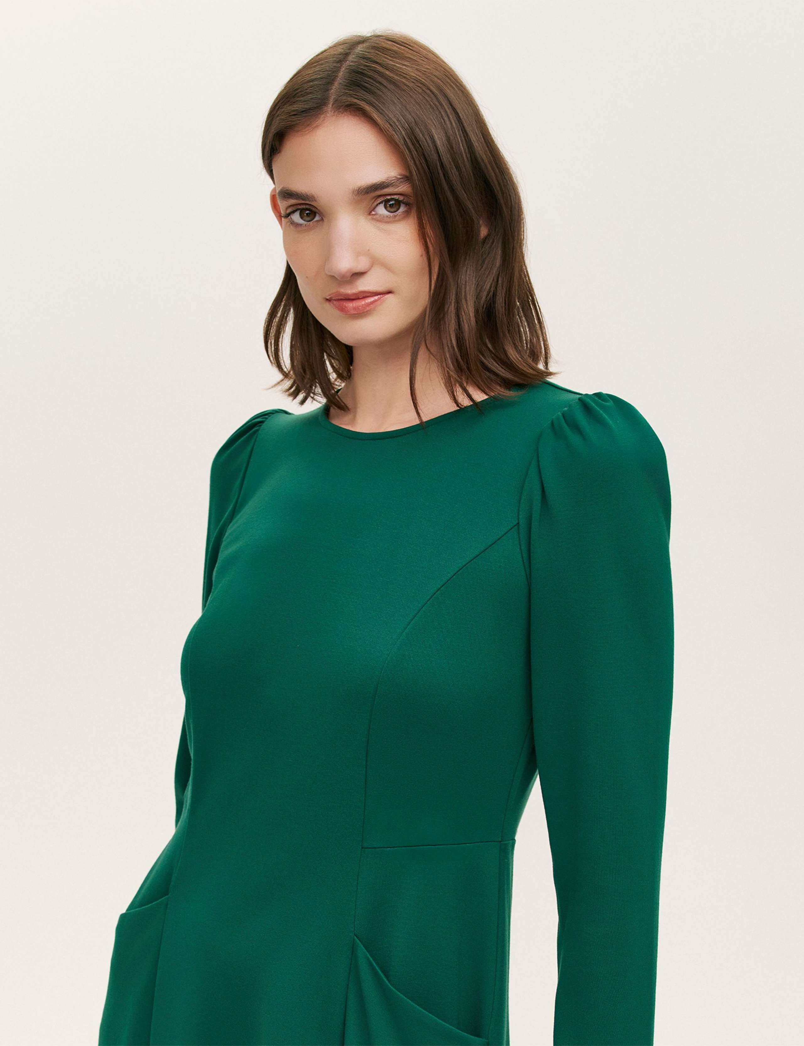 Ponte Jersey Puff Sleeve Midi Skater Dress 5 of 5