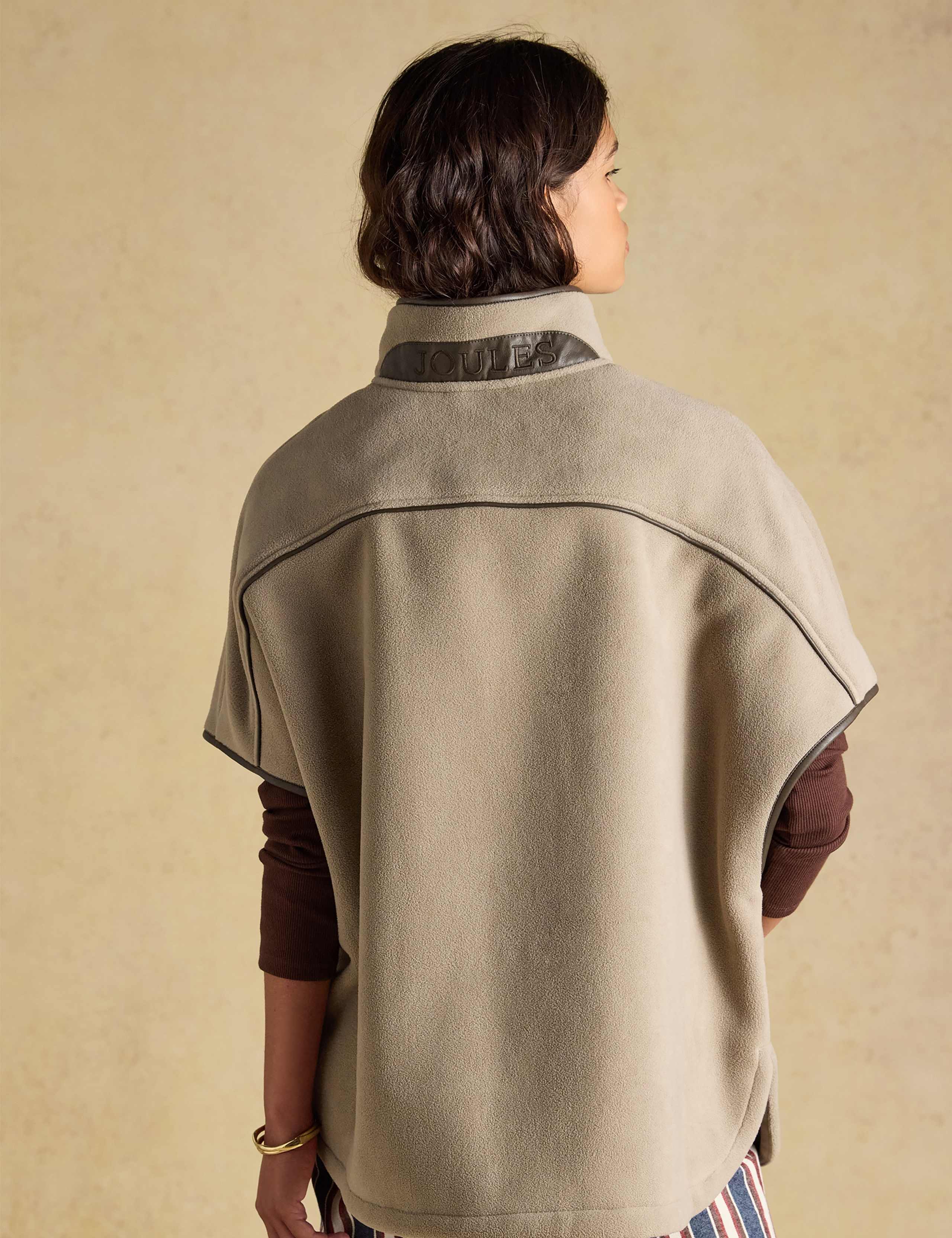 Fleece Funnel Neck Short Cape Jacket 2 of 8