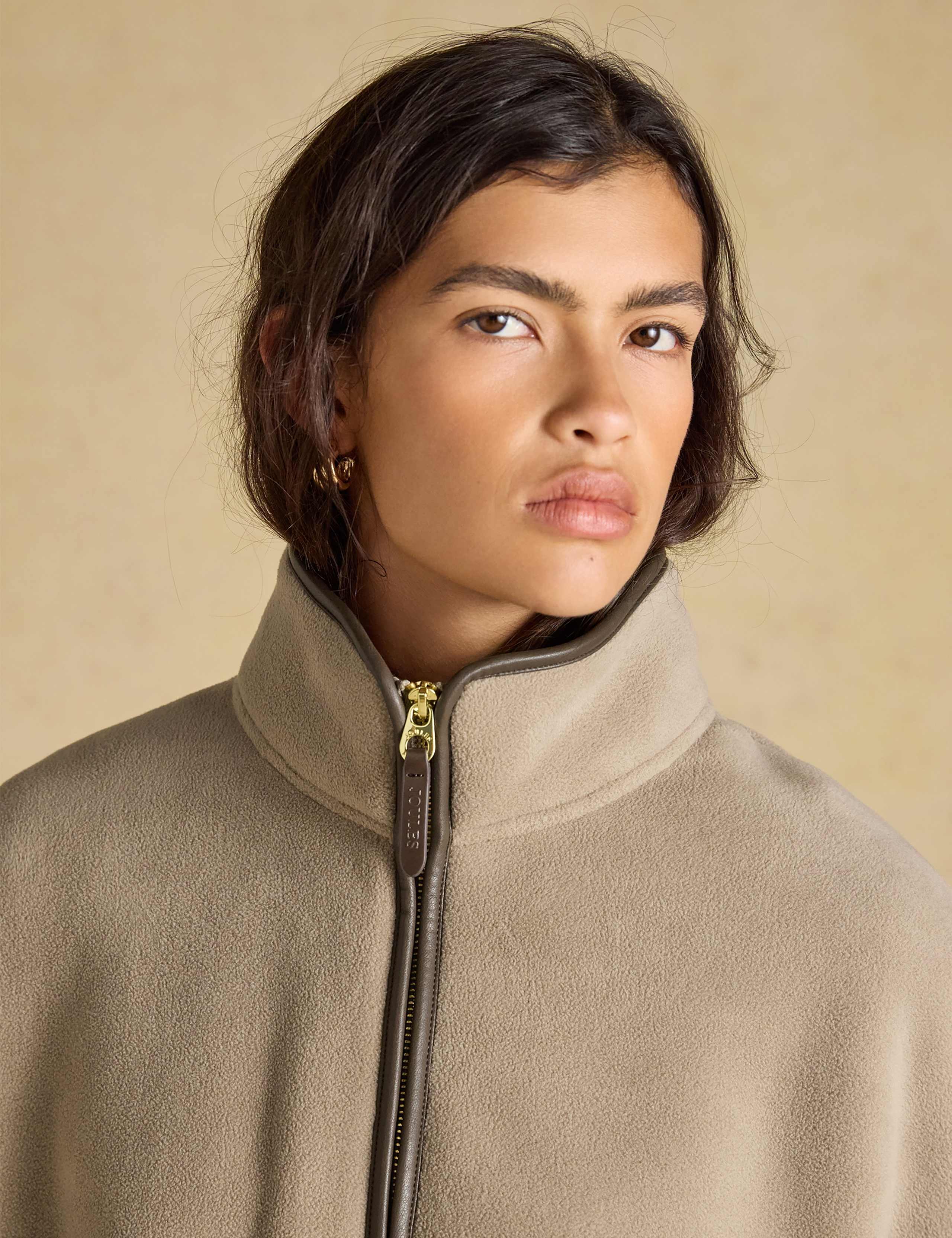 Fleece Funnel Neck Short Cape Jacket 4 of 8