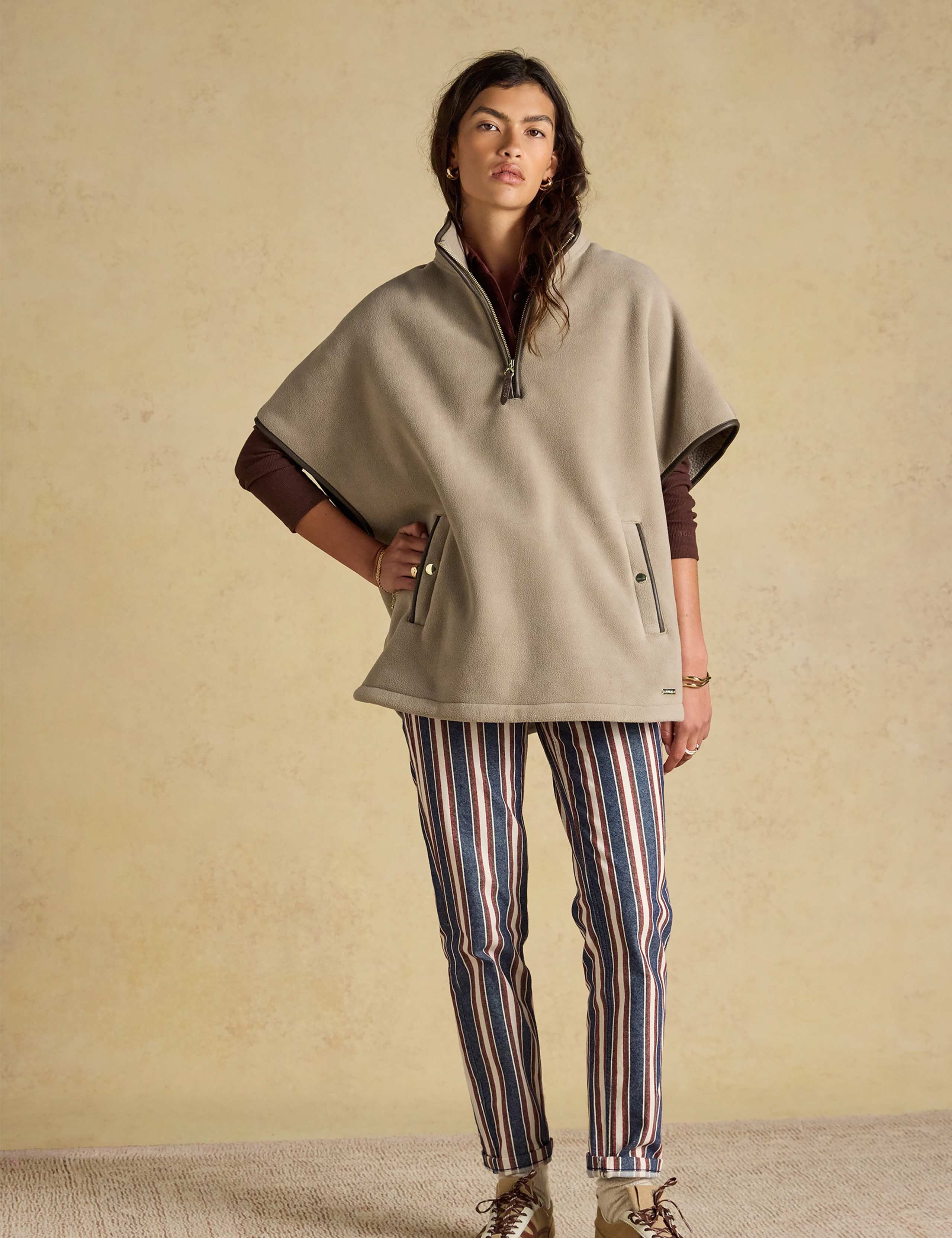 Fleece Funnel Neck Short Cape Jacket 6 of 8